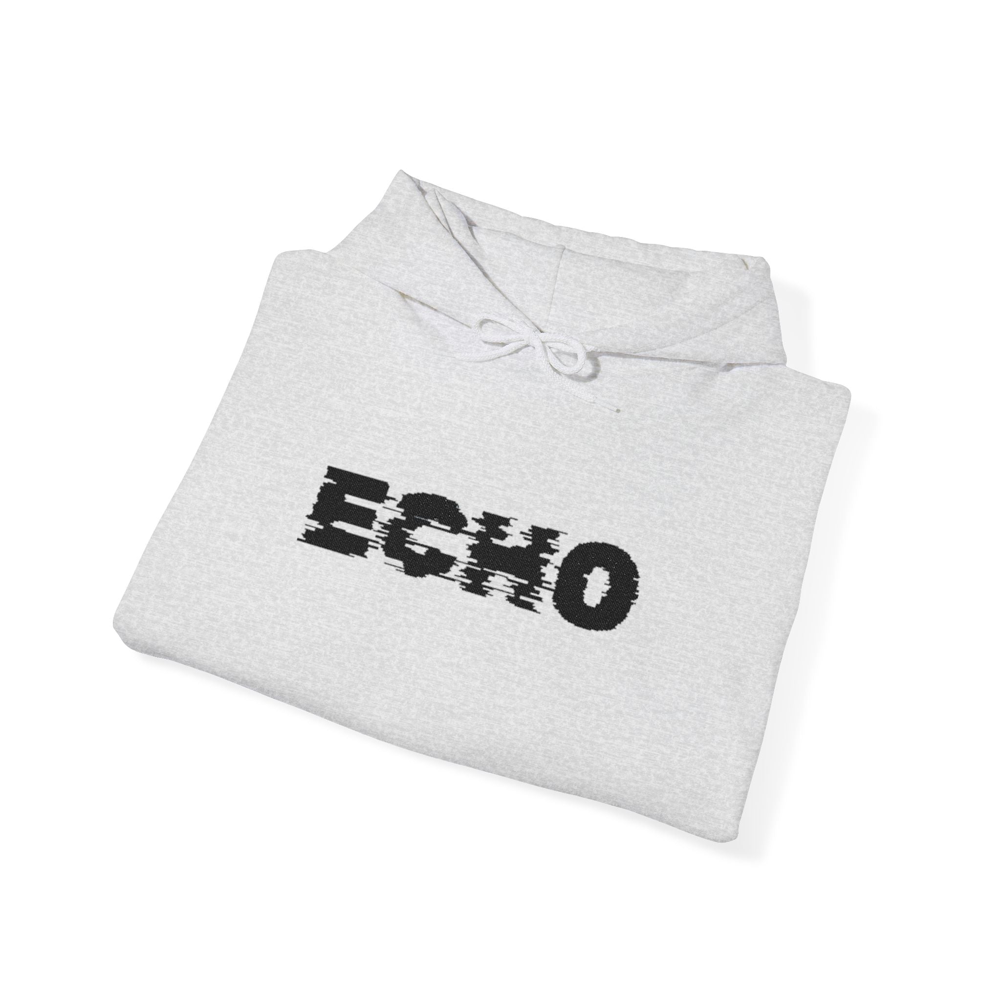 Echo Distressed Logo Hoodie — Retro Grunge Streetwear Pullover