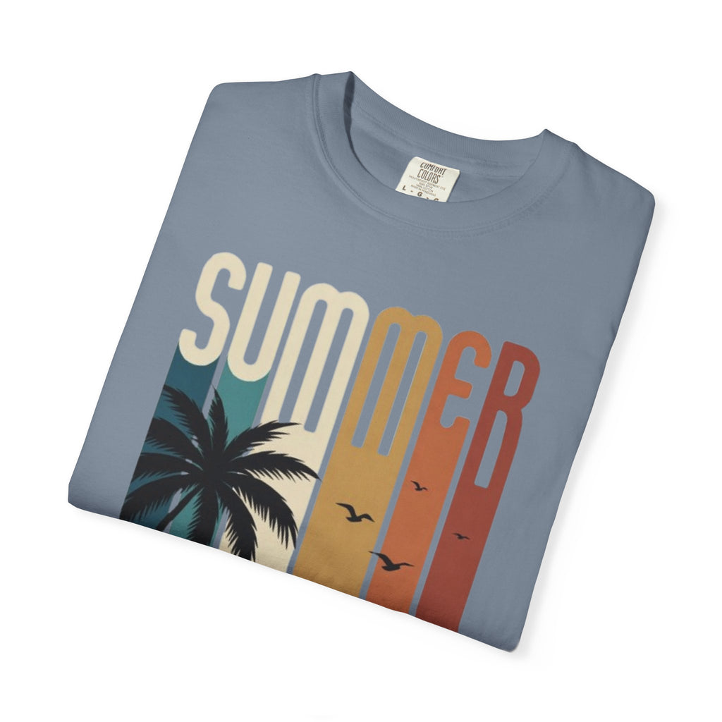 Summer Motorcycle Tee — Retro Palm Tree Beach Graphic T-Shirt