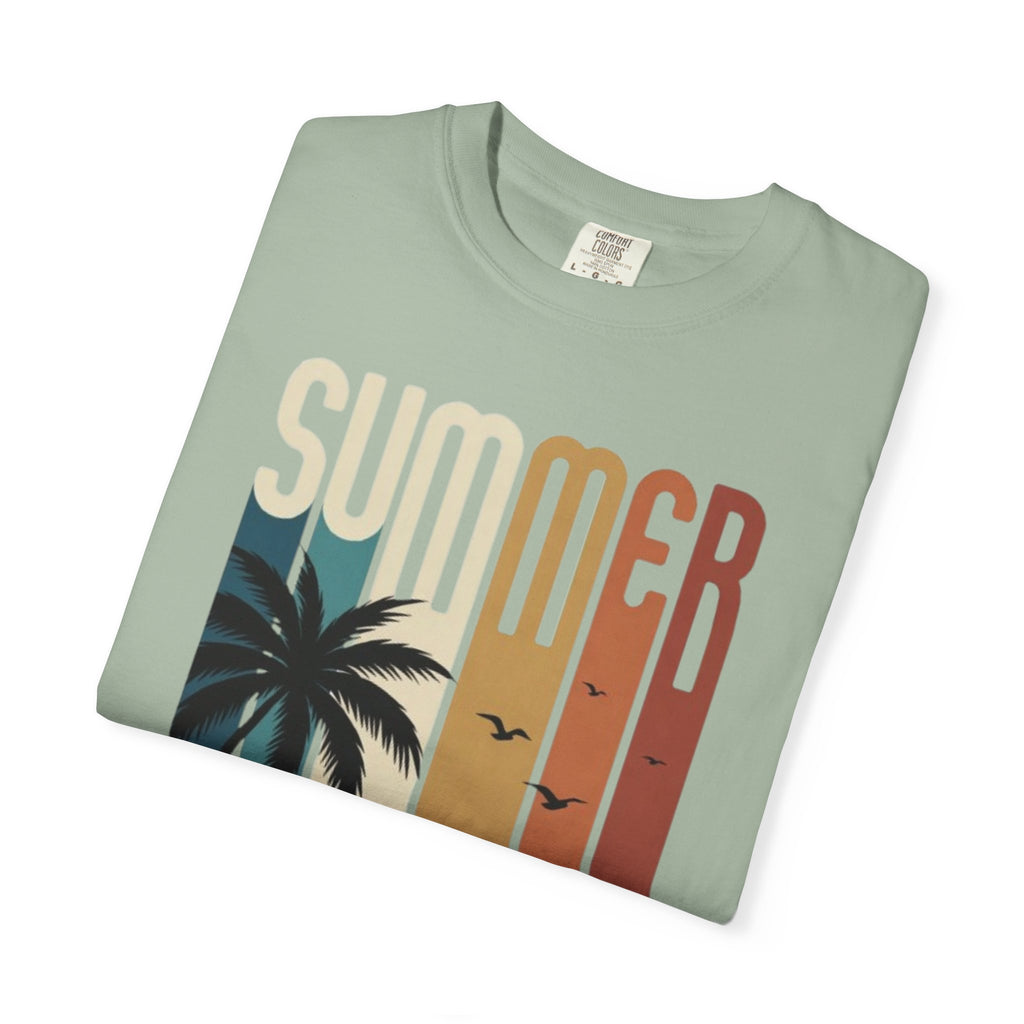Summer Motorcycle Tee — Retro Palm Tree Beach Graphic T-Shirt