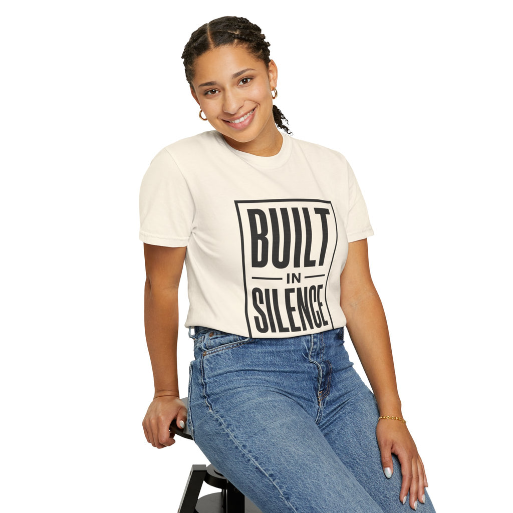 Built In Silence T-Shirt — Minimalist Bold Typography Tee