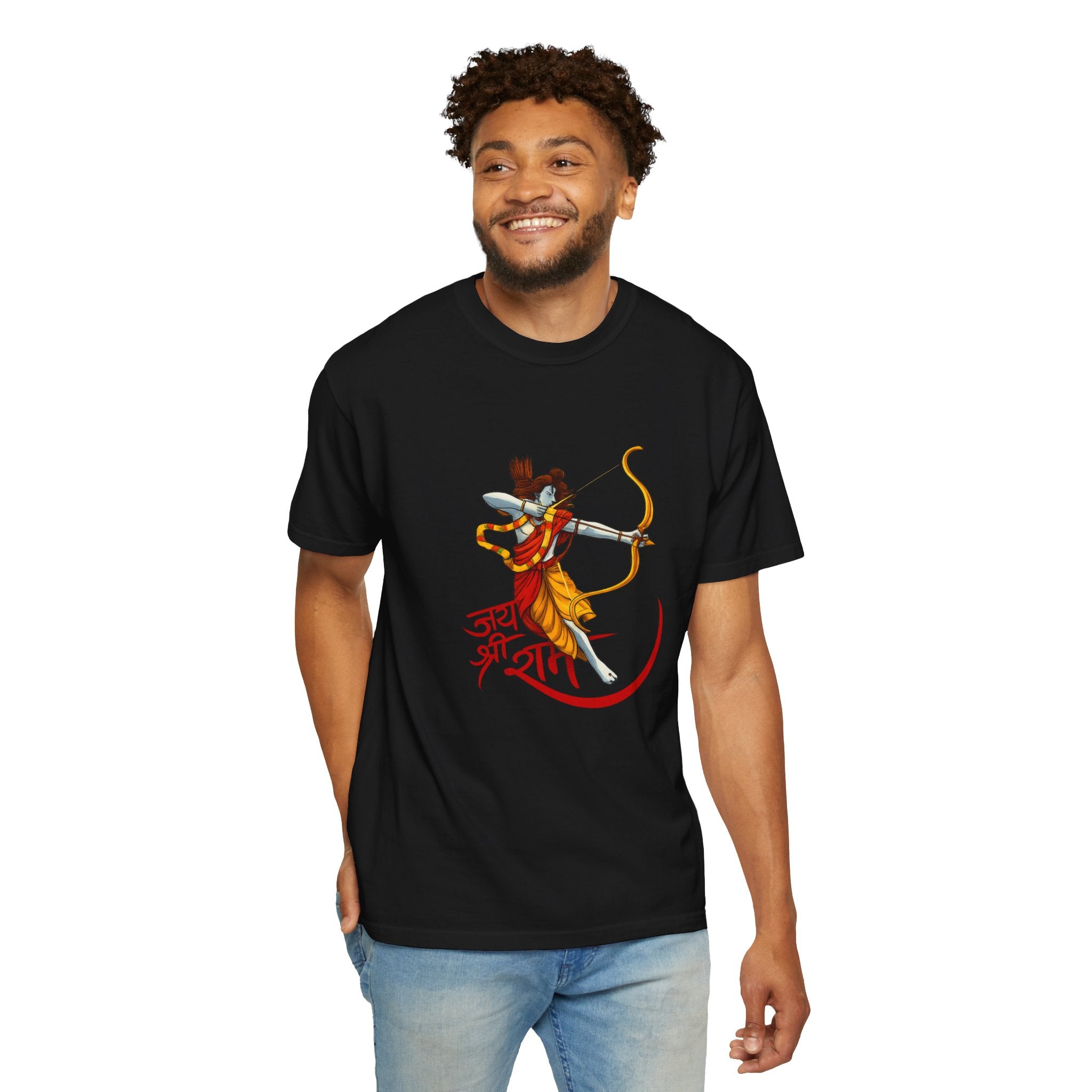 Ram Archer T-Shirt with ‘Jai Shri Ram’ Hindi Script — Hindu Festival & Devotional Tee