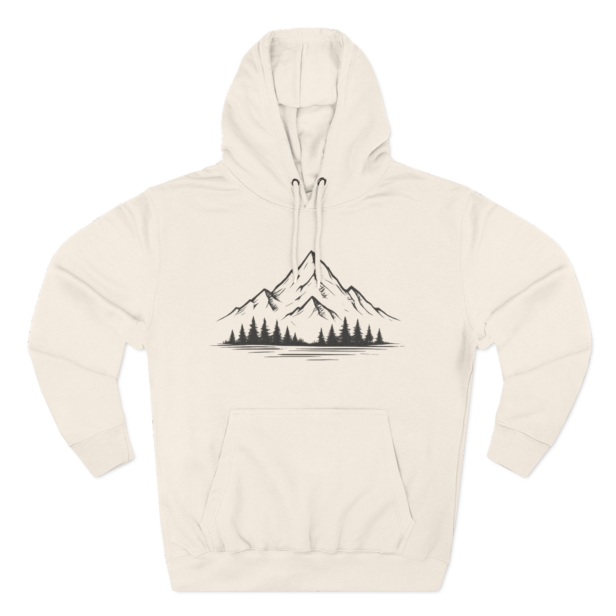 Mountain Pines Hoodie — Minimal Mountain & Forest Graphic Pullover