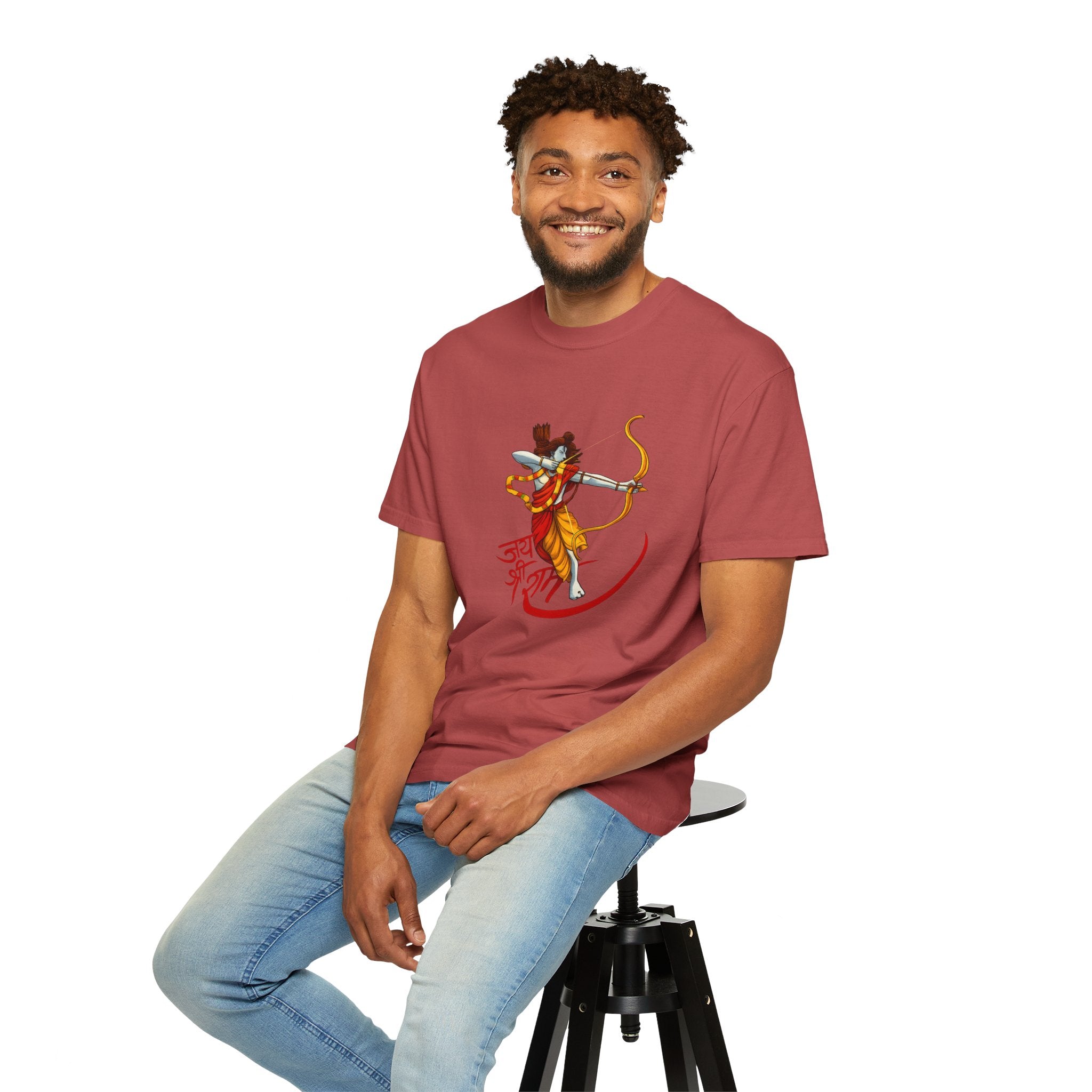 Ram Archer T-Shirt with ‘Jai Shri Ram’ Hindi Script — Hindu Festival & Devotional Tee