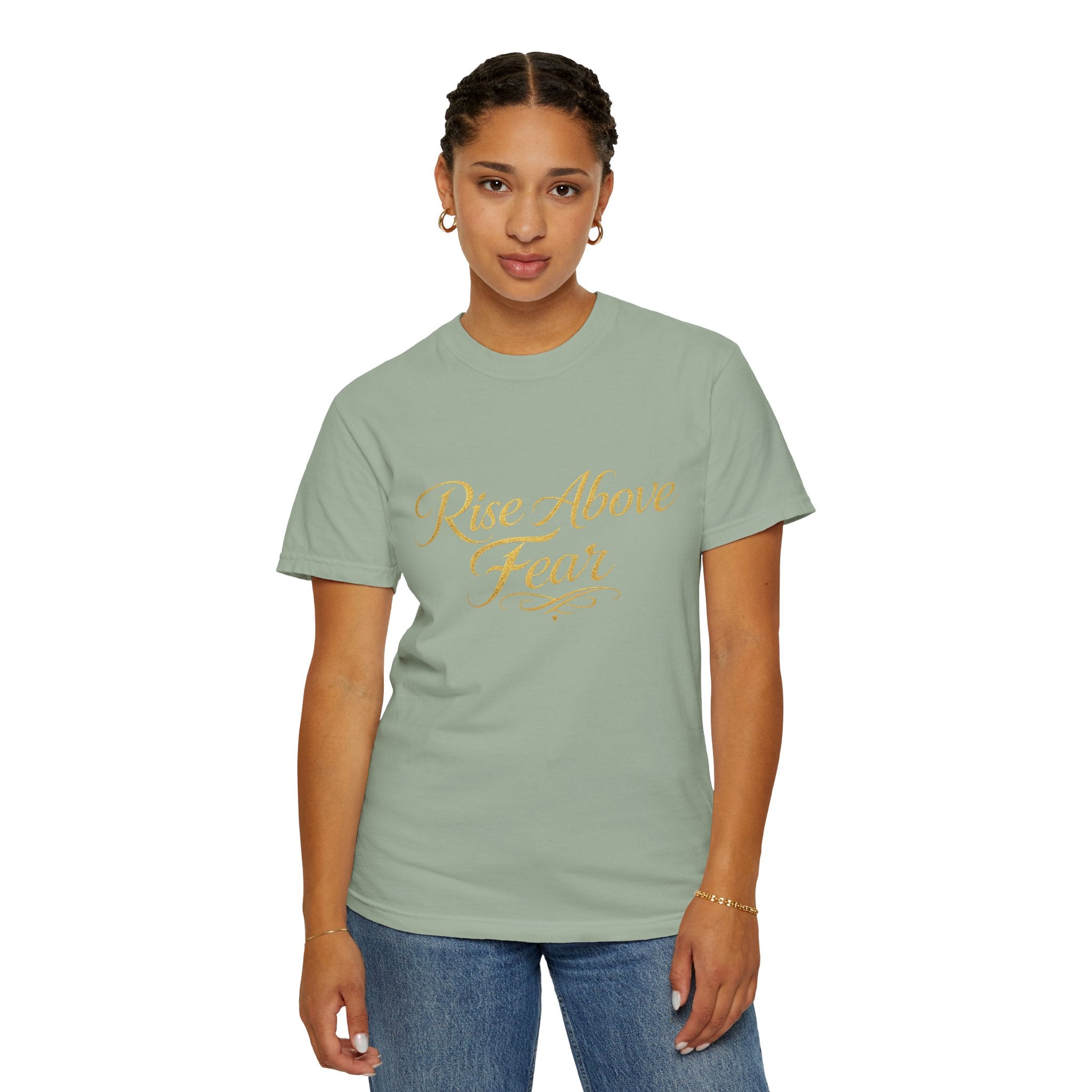 Rise Above Fear T-Shirt — Inspirational Script Graphic Tee