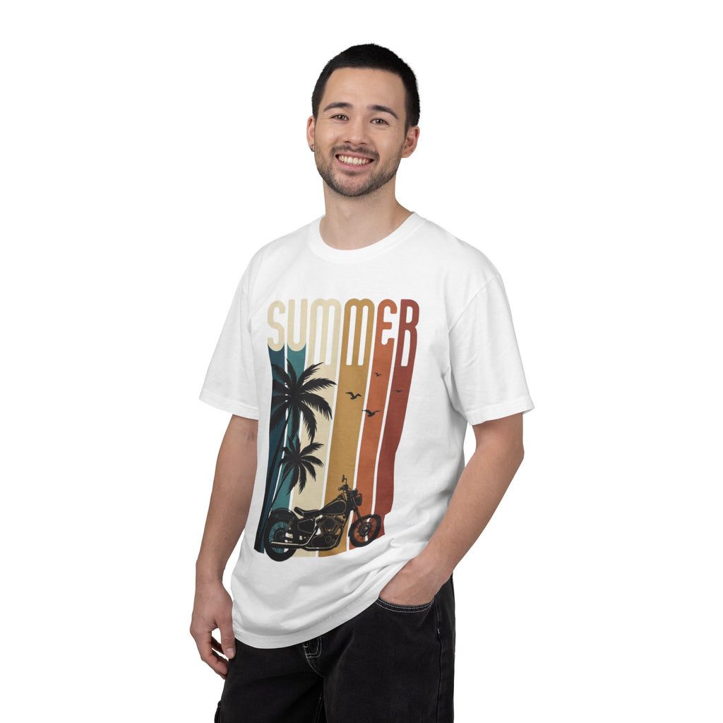 Summer Motorcycle Tee — Retro Palm Tree Beach Graphic T-Shirt