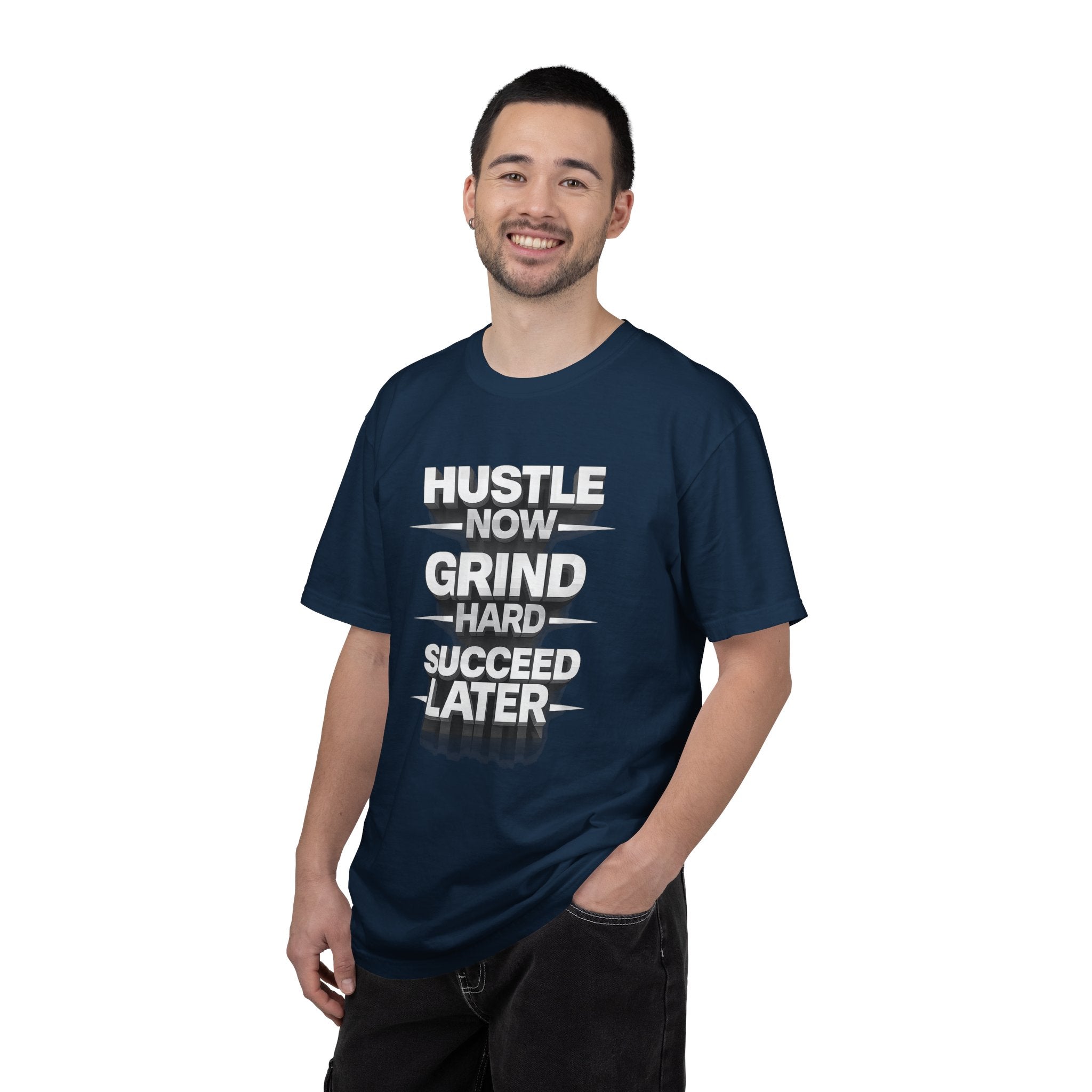 Motivational Hustle T‑Shirt — “Hustle Now, Grind Hard, Succeed Later”