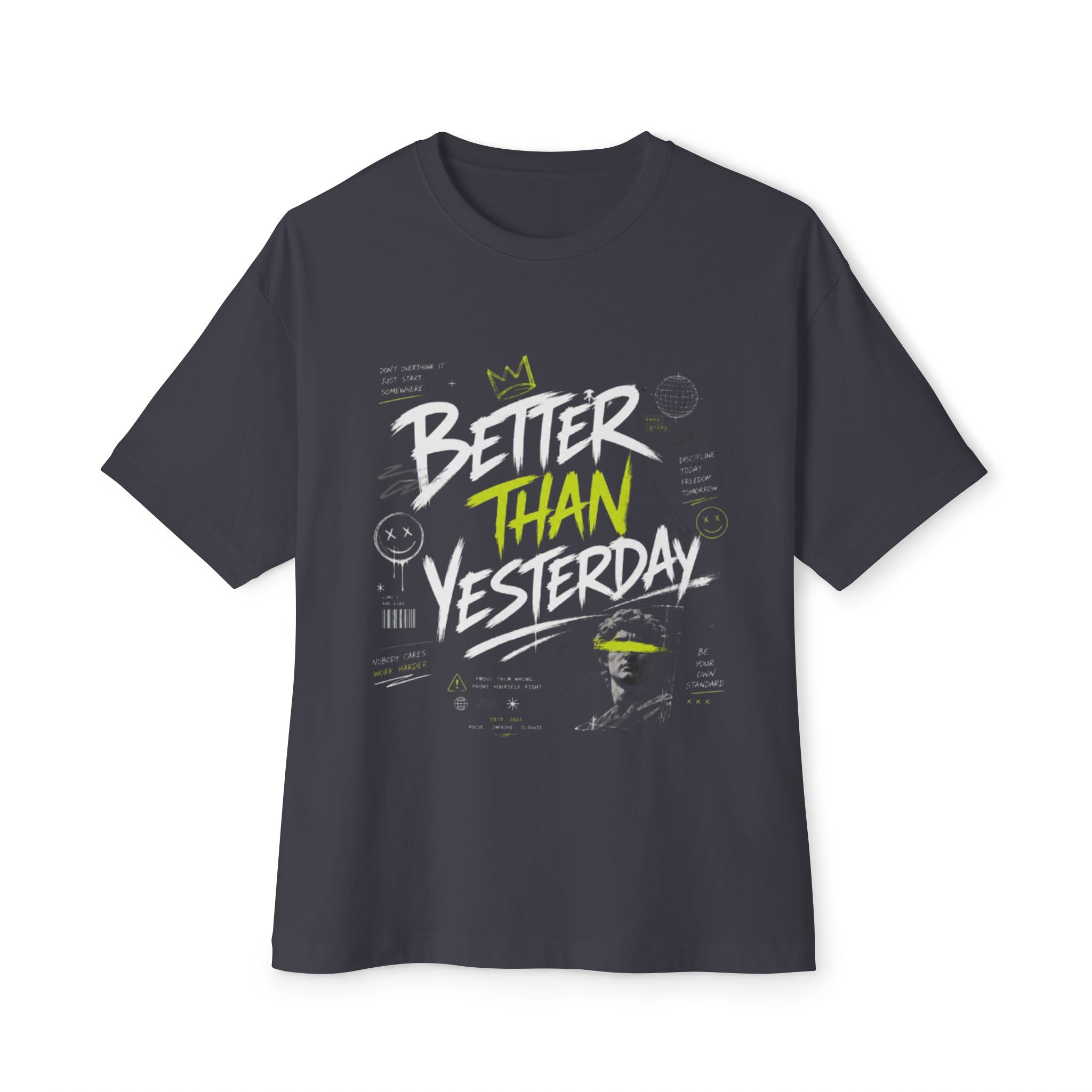 Better Than Yesterday Graphic Tee — Motivational Oversized Boxy T‑Shirt
