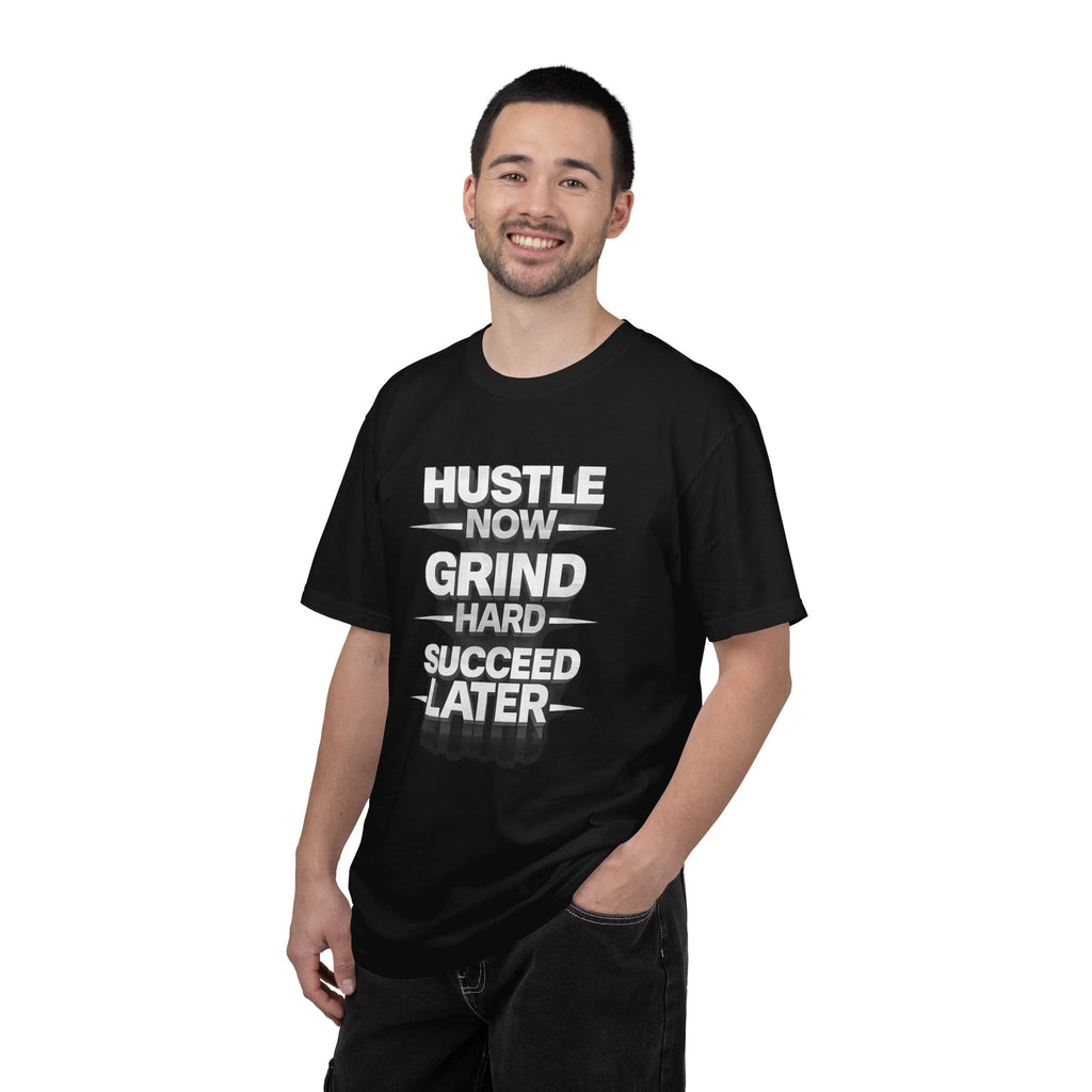 Motivational Hustle T‑Shirt — “Hustle Now, Grind Hard, Succeed Later”