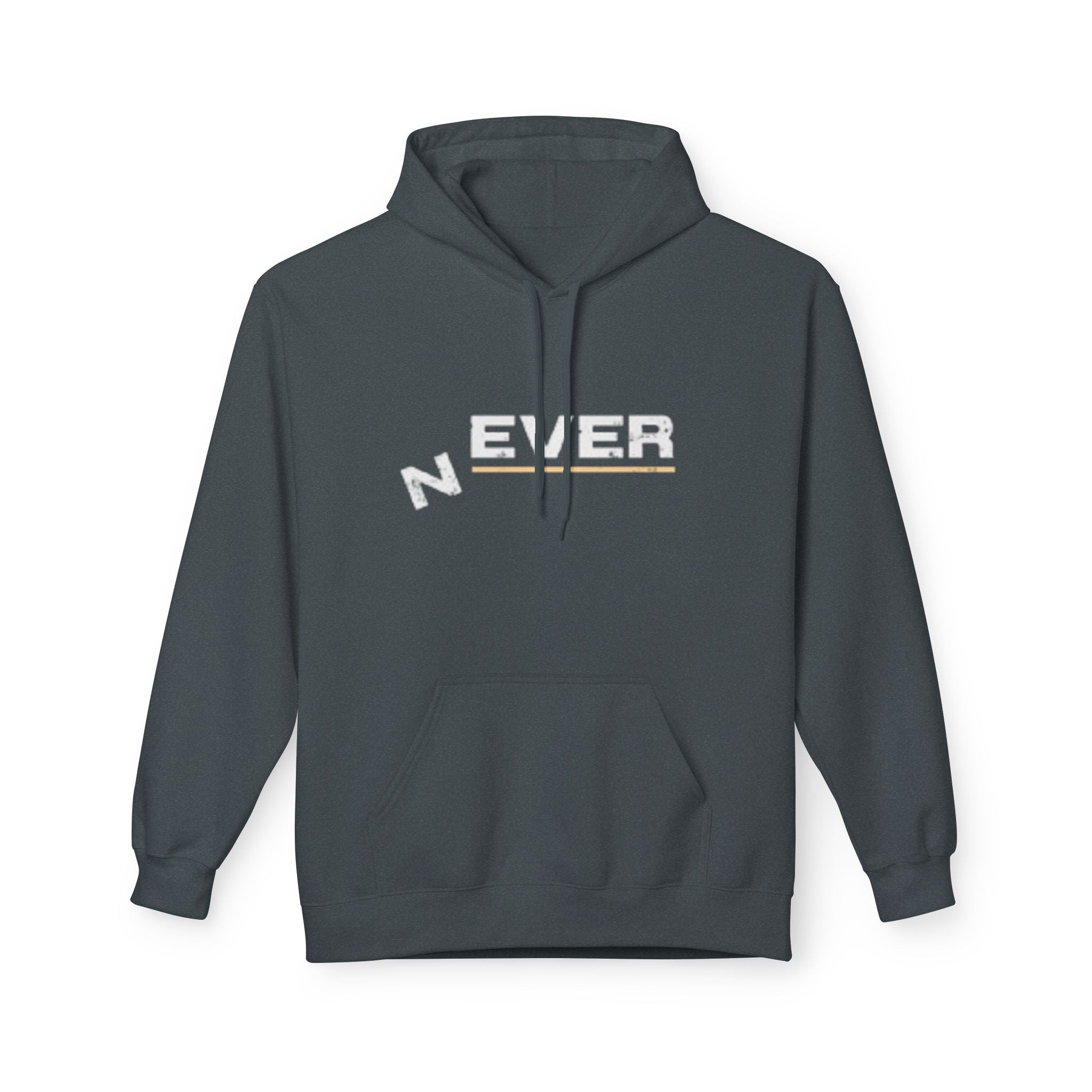 Never Typography Hoodie — Brown Casual Graphic Pullover