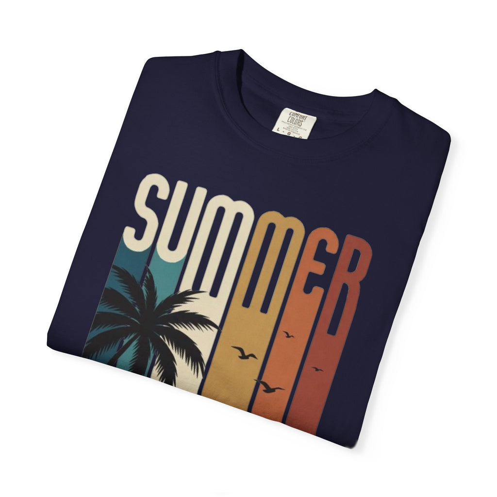Summer Motorcycle Tee — Retro Palm Tree Beach Graphic T-Shirt