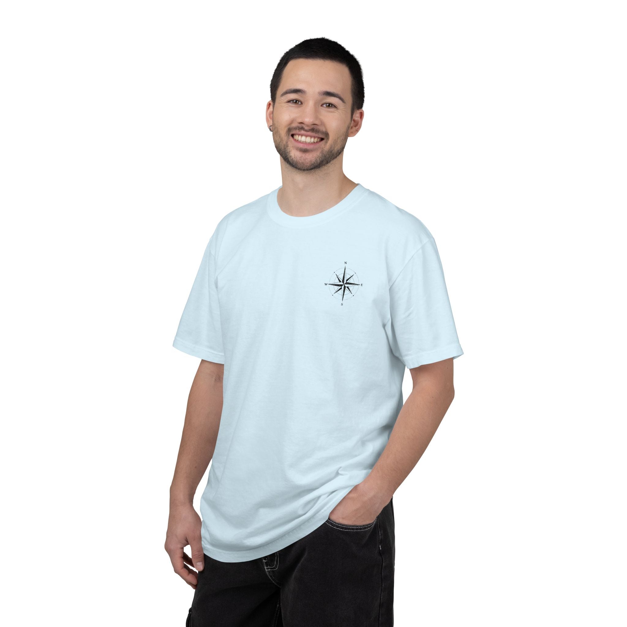 Compass Rose Pocket T-Shirt — Minimal Nautical Graphic Tee