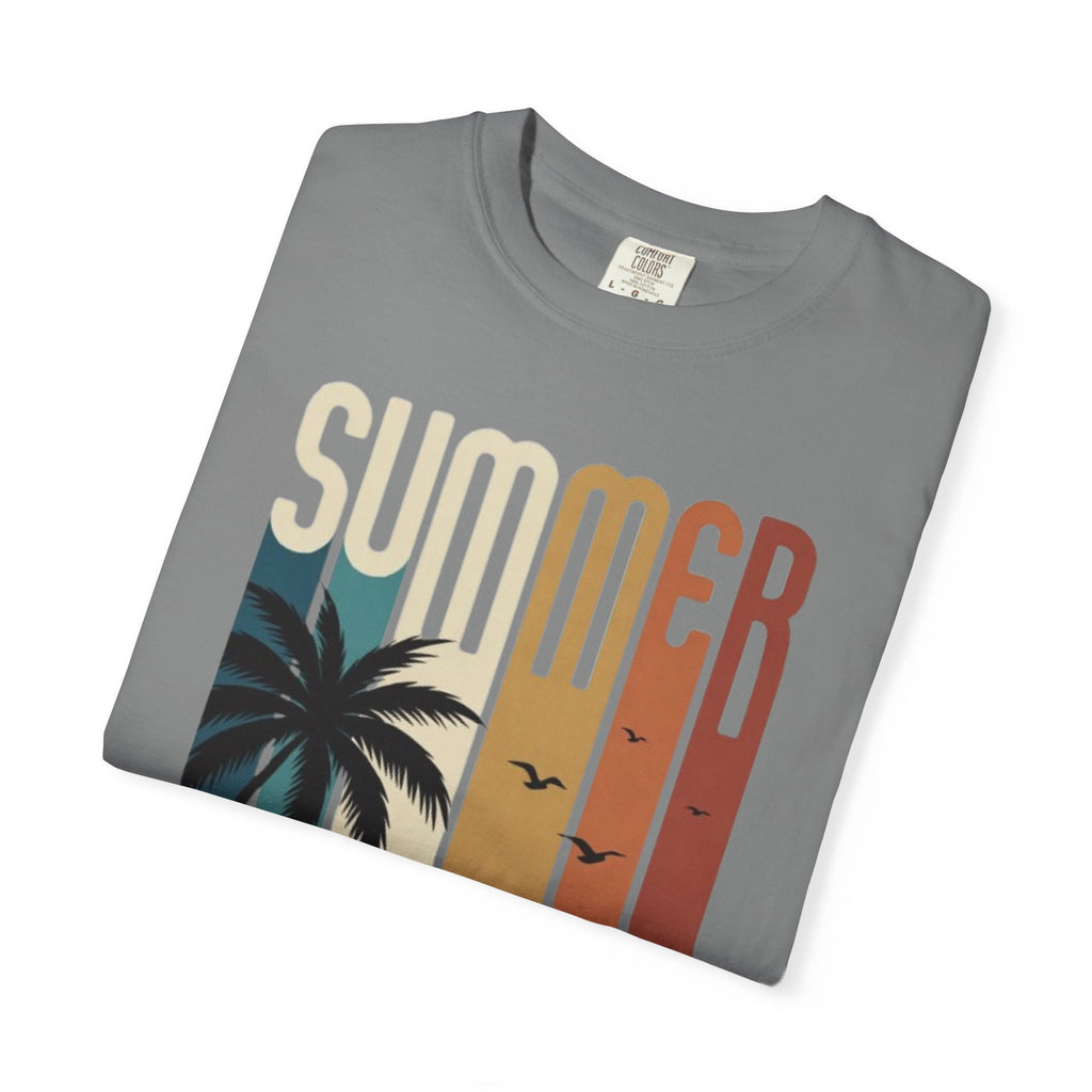 Summer Motorcycle Tee — Retro Palm Tree Beach Graphic T-Shirt