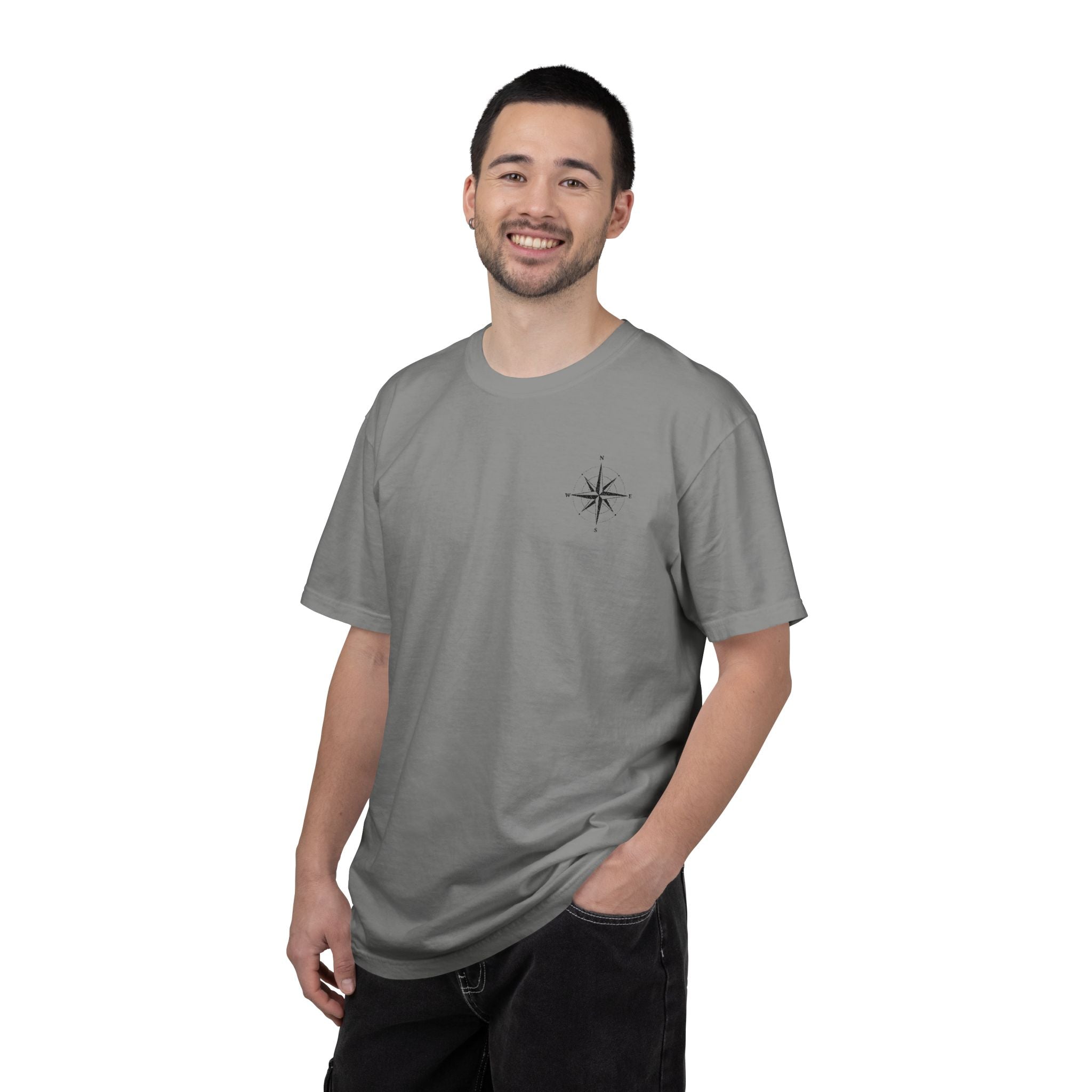 Compass Rose Pocket T-Shirt — Minimal Nautical Graphic Tee