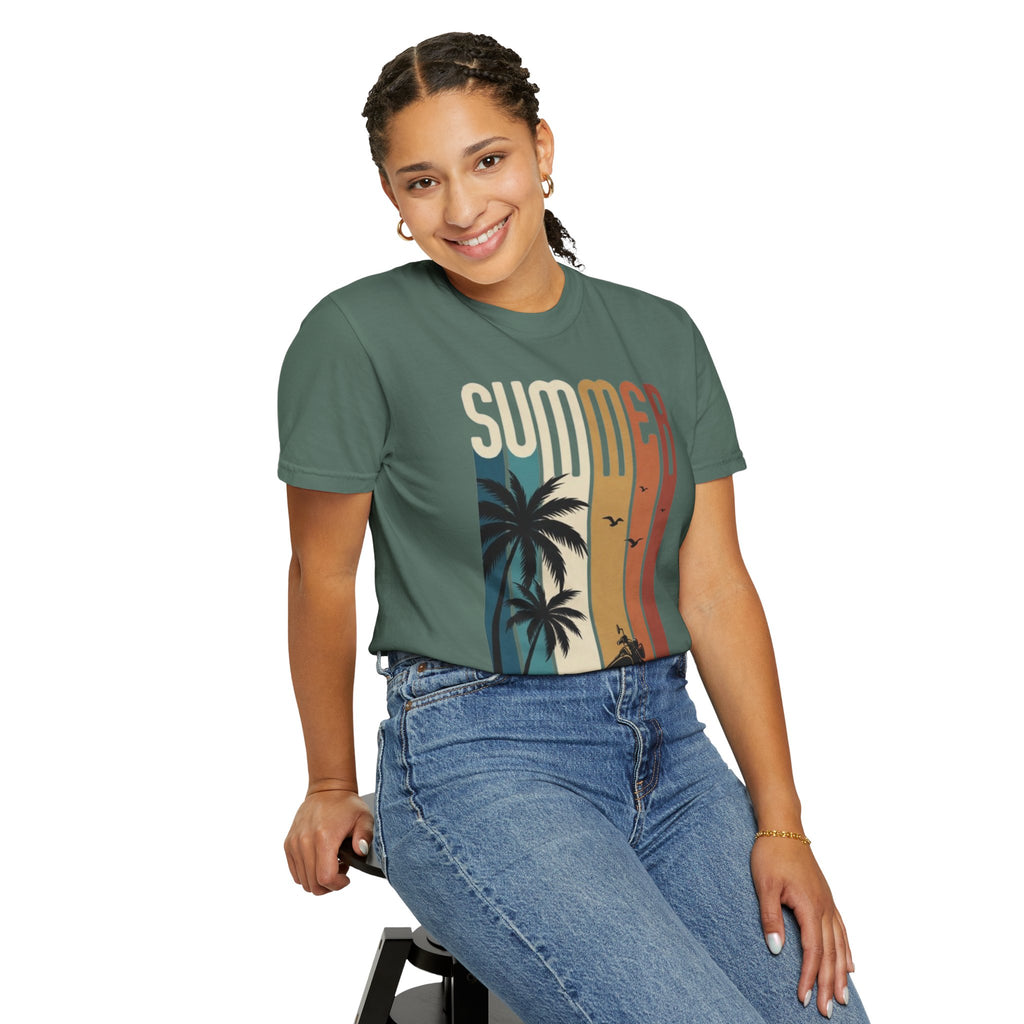 Summer Motorcycle Tee — Retro Palm Tree Beach Graphic T-Shirt