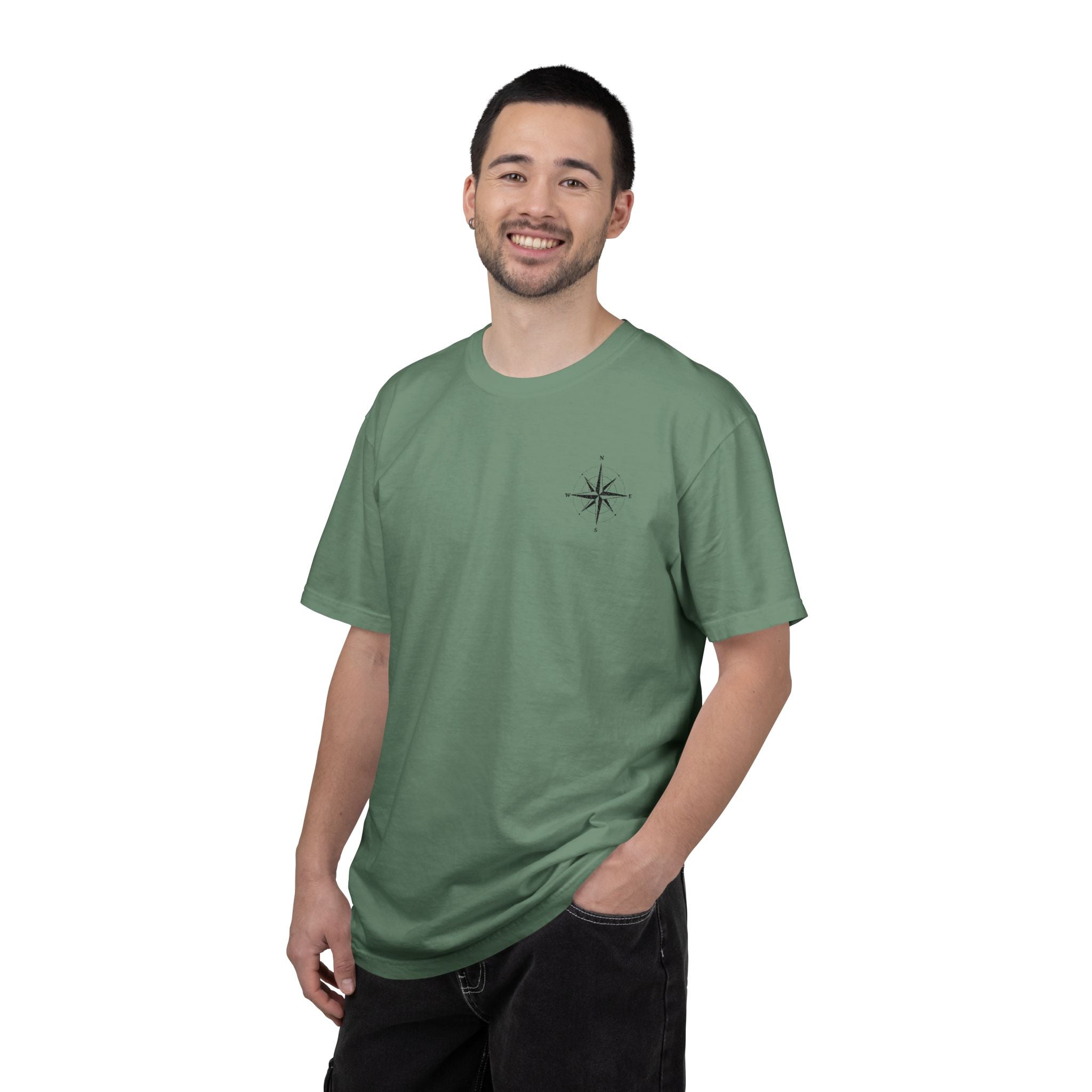 Compass Rose Pocket T-Shirt — Minimal Nautical Graphic Tee