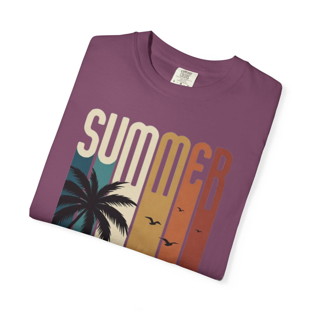 Summer Motorcycle Tee — Retro Palm Tree Beach Graphic T-Shirt