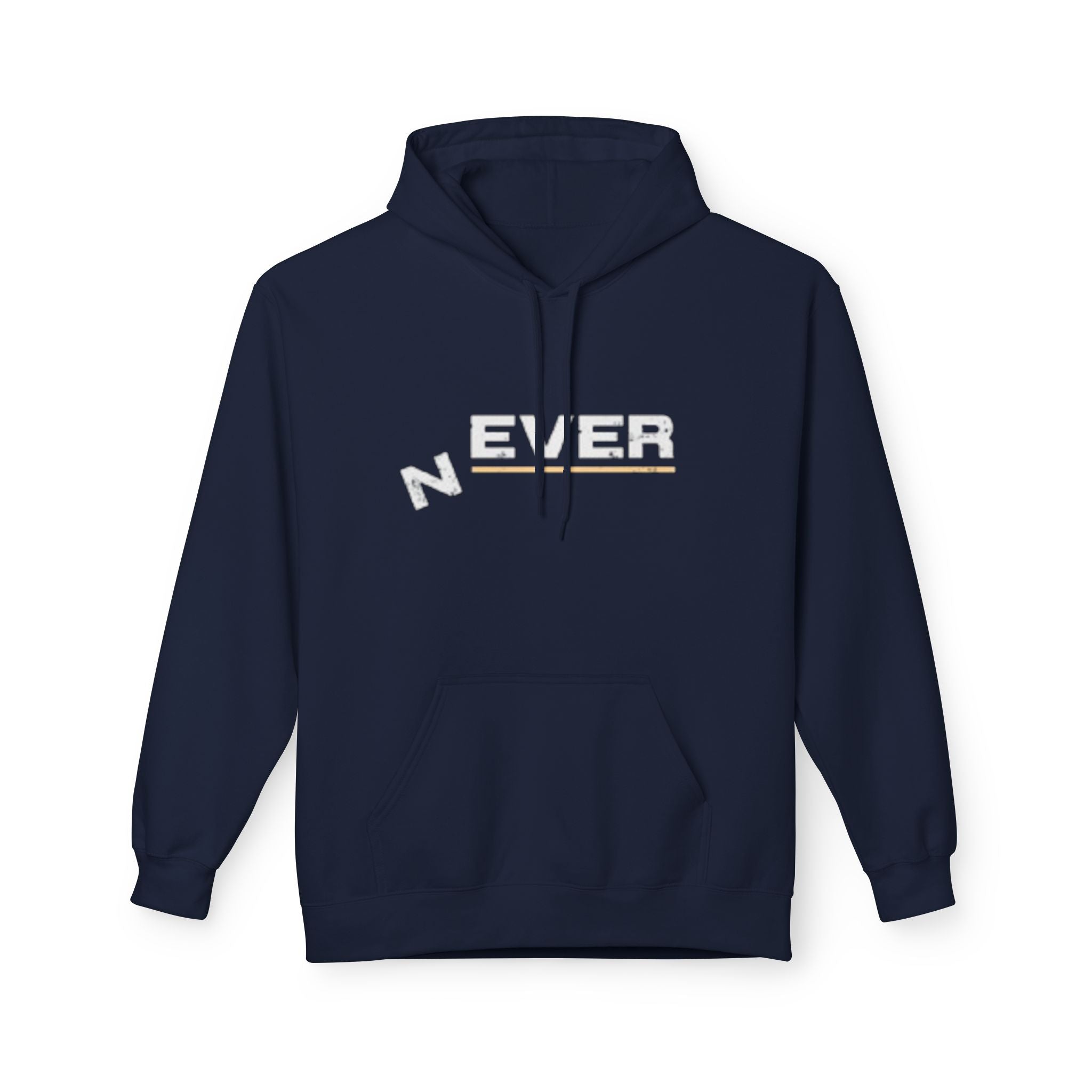 Never Typography Hoodie — Brown Casual Graphic Pullover