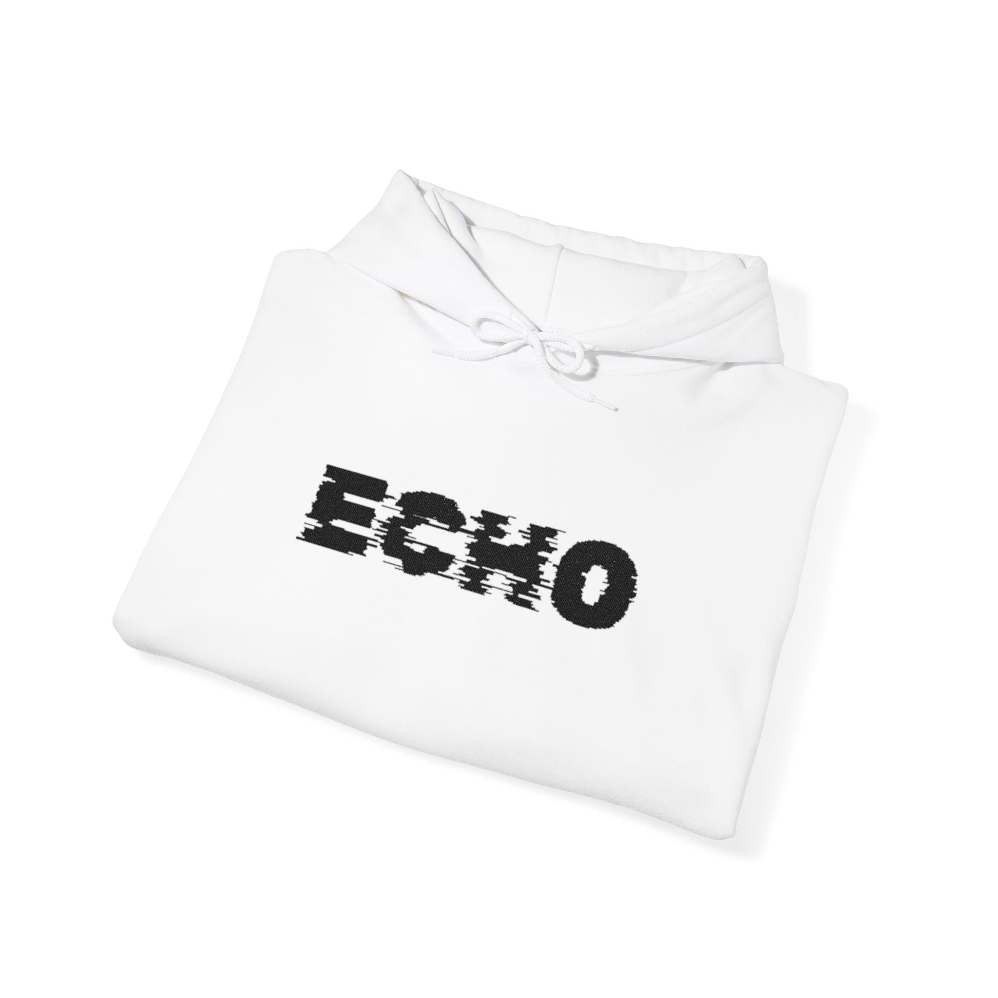 Echo Distressed Logo Hoodie — Retro Grunge Streetwear Pullover