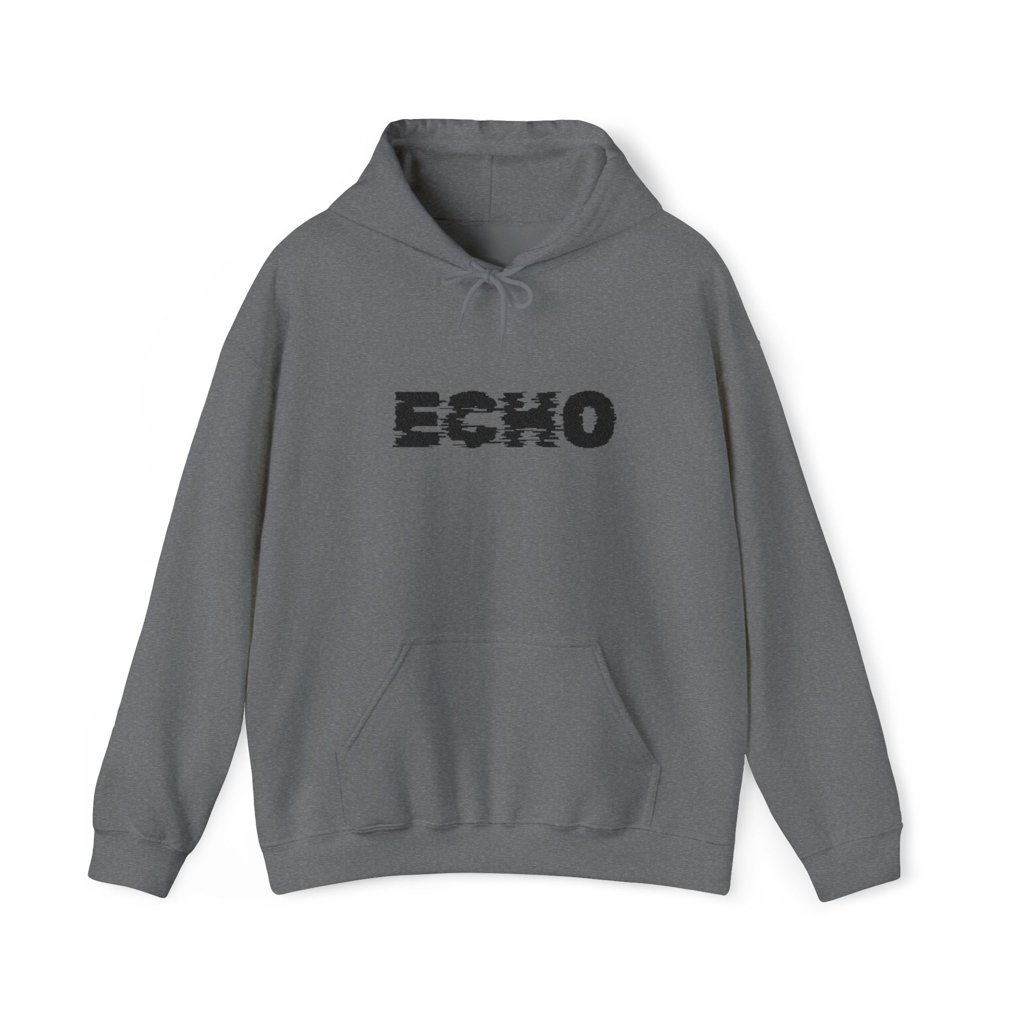 Echo Distressed Logo Hoodie — Retro Grunge Streetwear Pullover