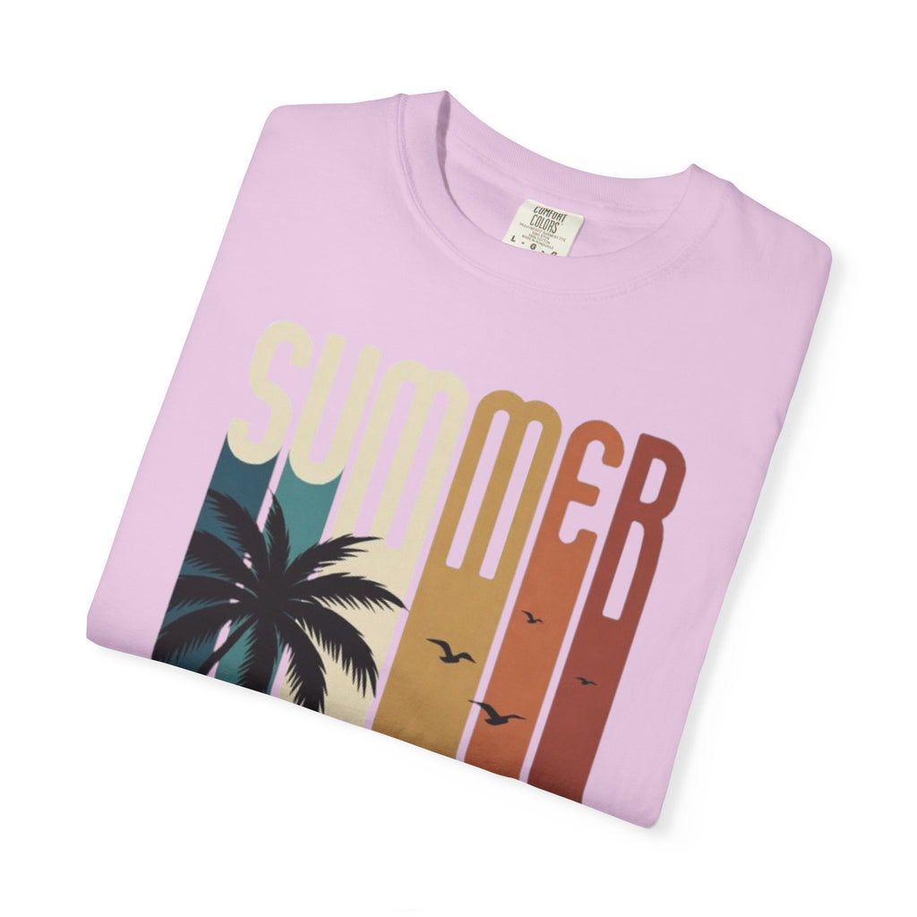 Summer Motorcycle Tee — Retro Palm Tree Beach Graphic T-Shirt