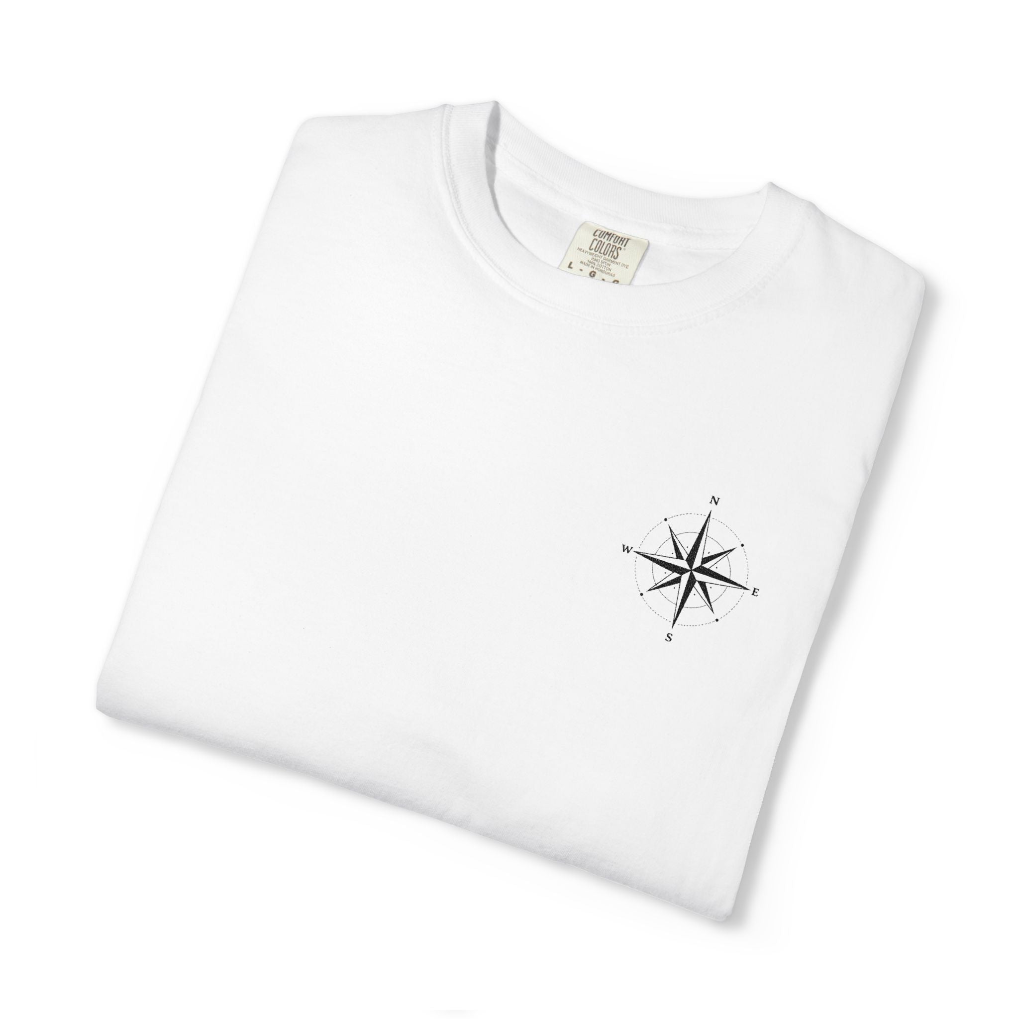 Compass Rose Pocket T-Shirt — Minimal Nautical Graphic Tee