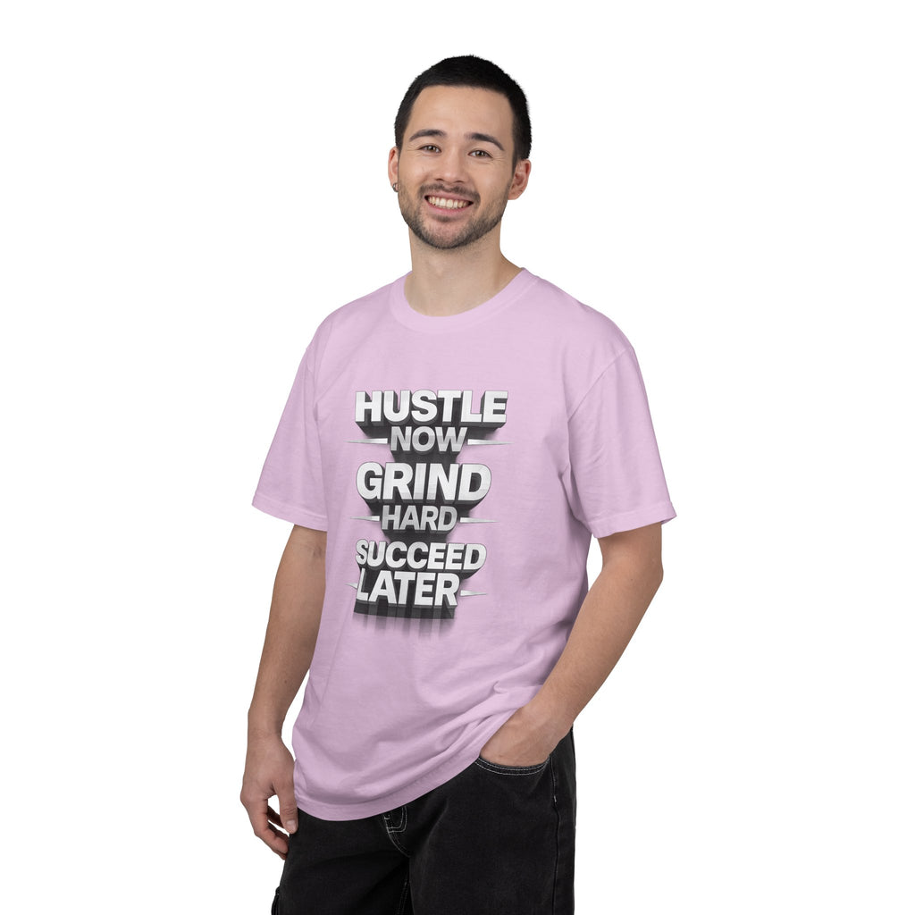 Motivational Hustle T‑Shirt — “Hustle Now, Grind Hard, Succeed Later”