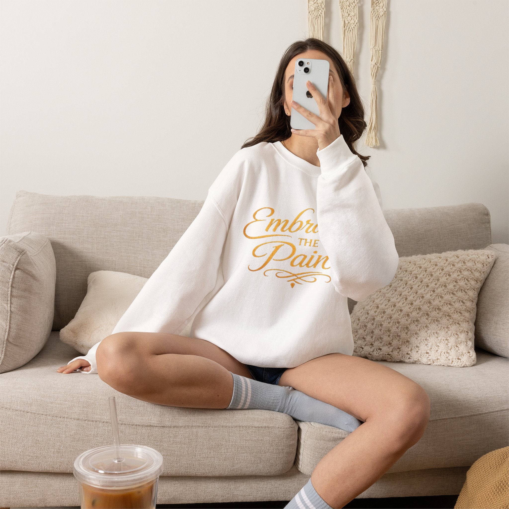 Embrace the Pain Crewneck Sweatshirt — Motivational Graphic Pullover
