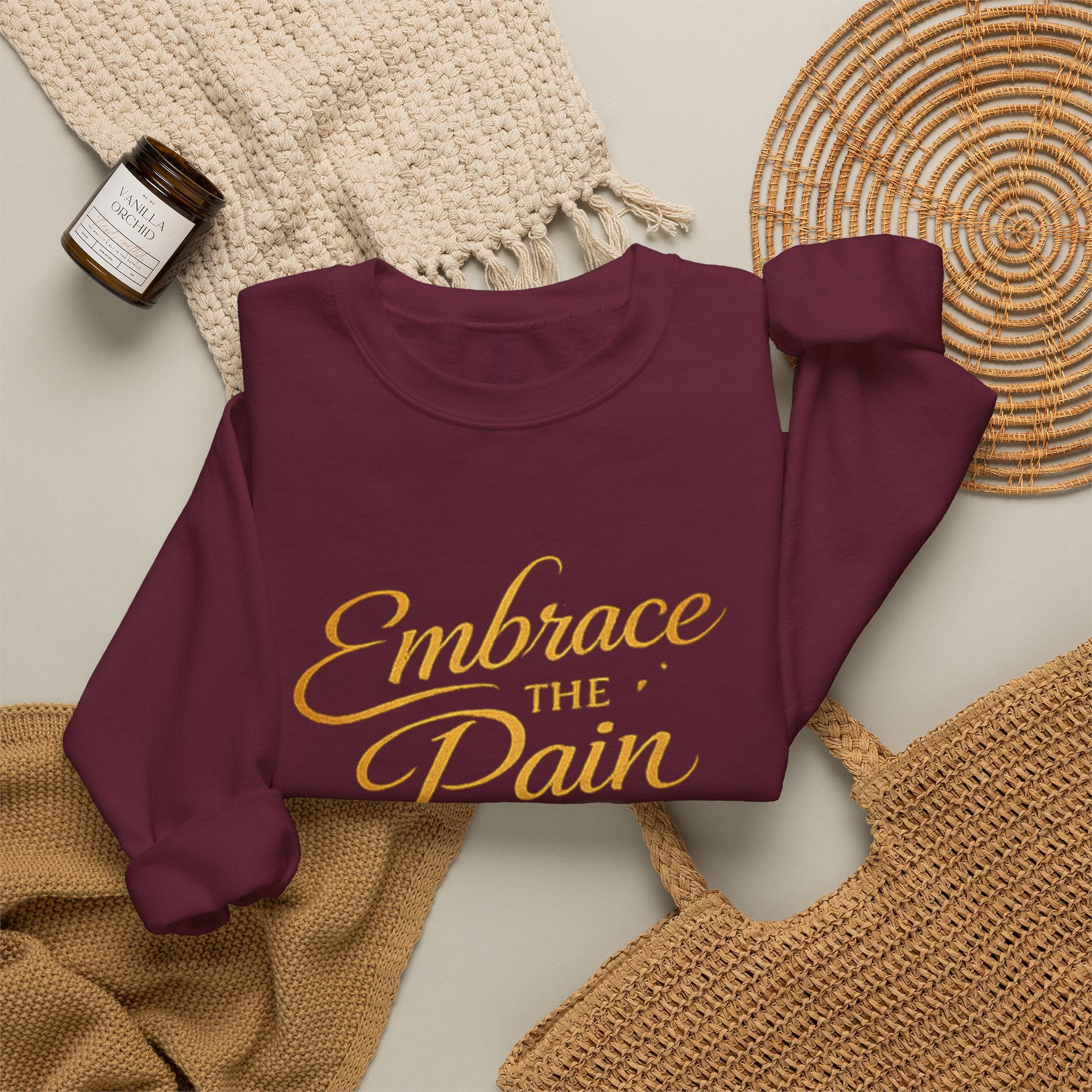 Embrace the Pain Crewneck Sweatshirt — Motivational Graphic Pullover