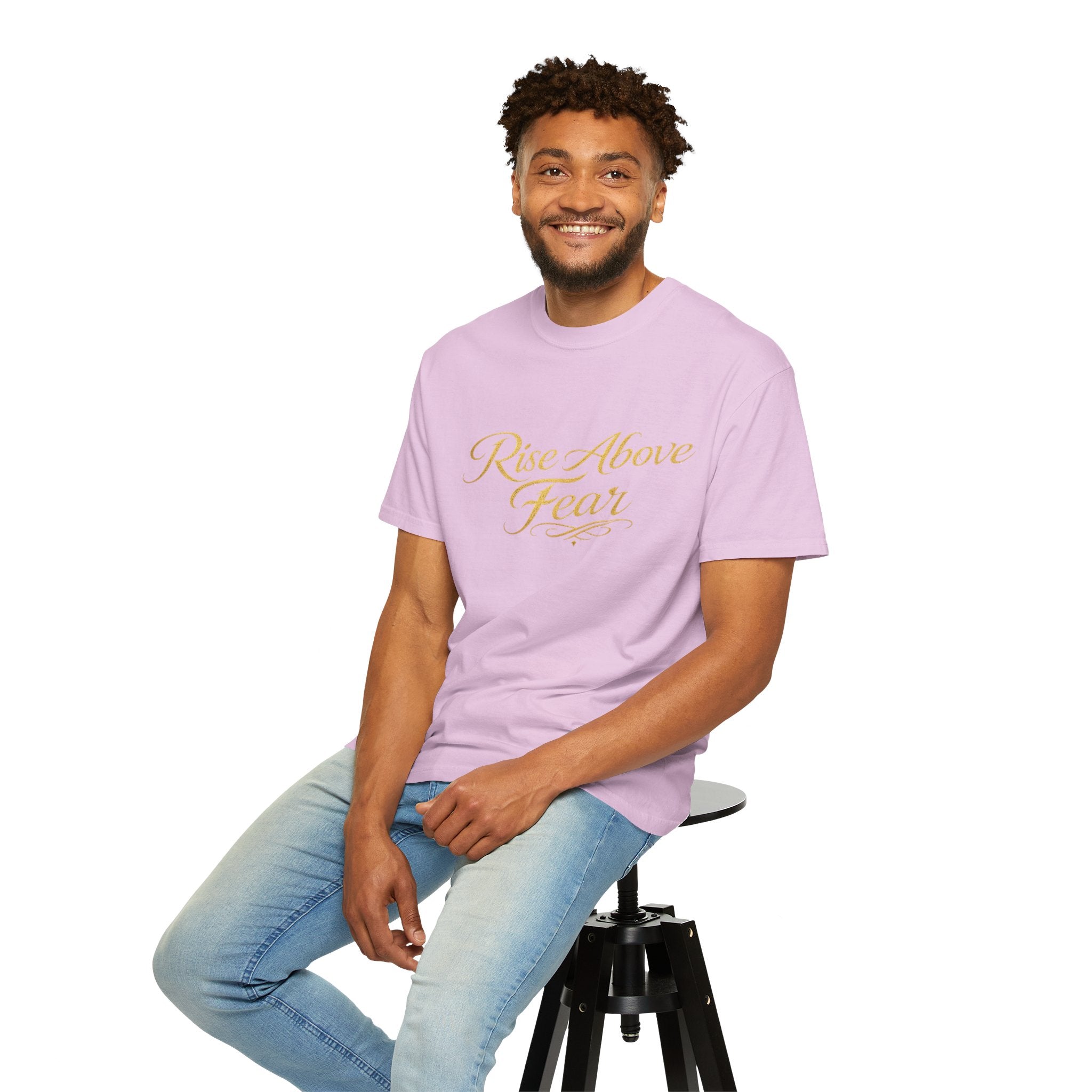Rise Above Fear T-Shirt — Inspirational Script Graphic Tee