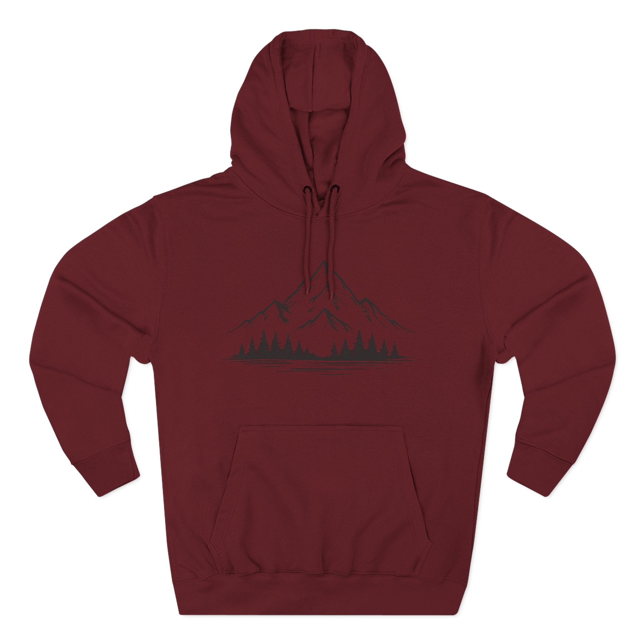 Mountain Pines Hoodie — Minimal Mountain & Forest Graphic Pullover