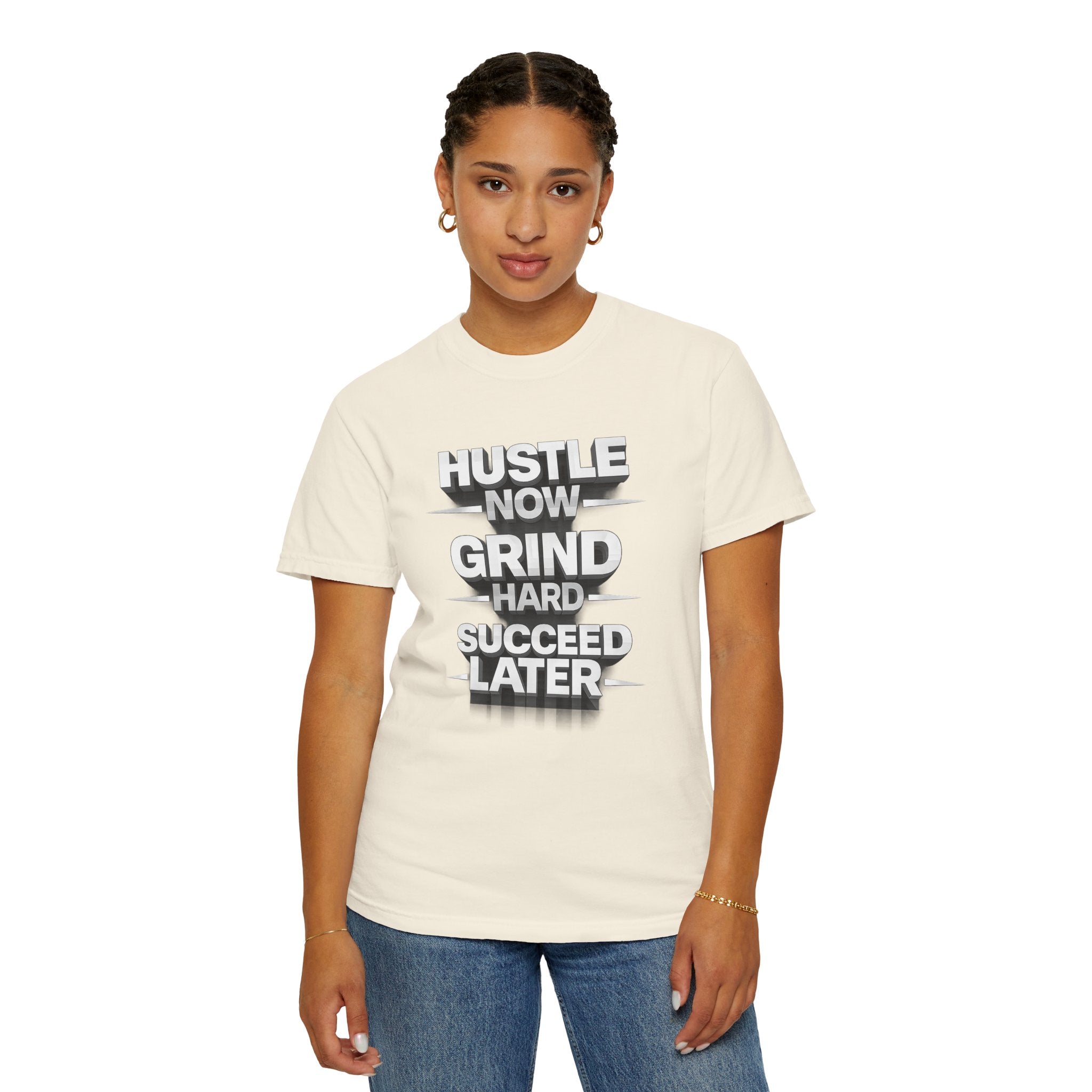 Motivational Hustle T‑Shirt — “Hustle Now, Grind Hard, Succeed Later”
