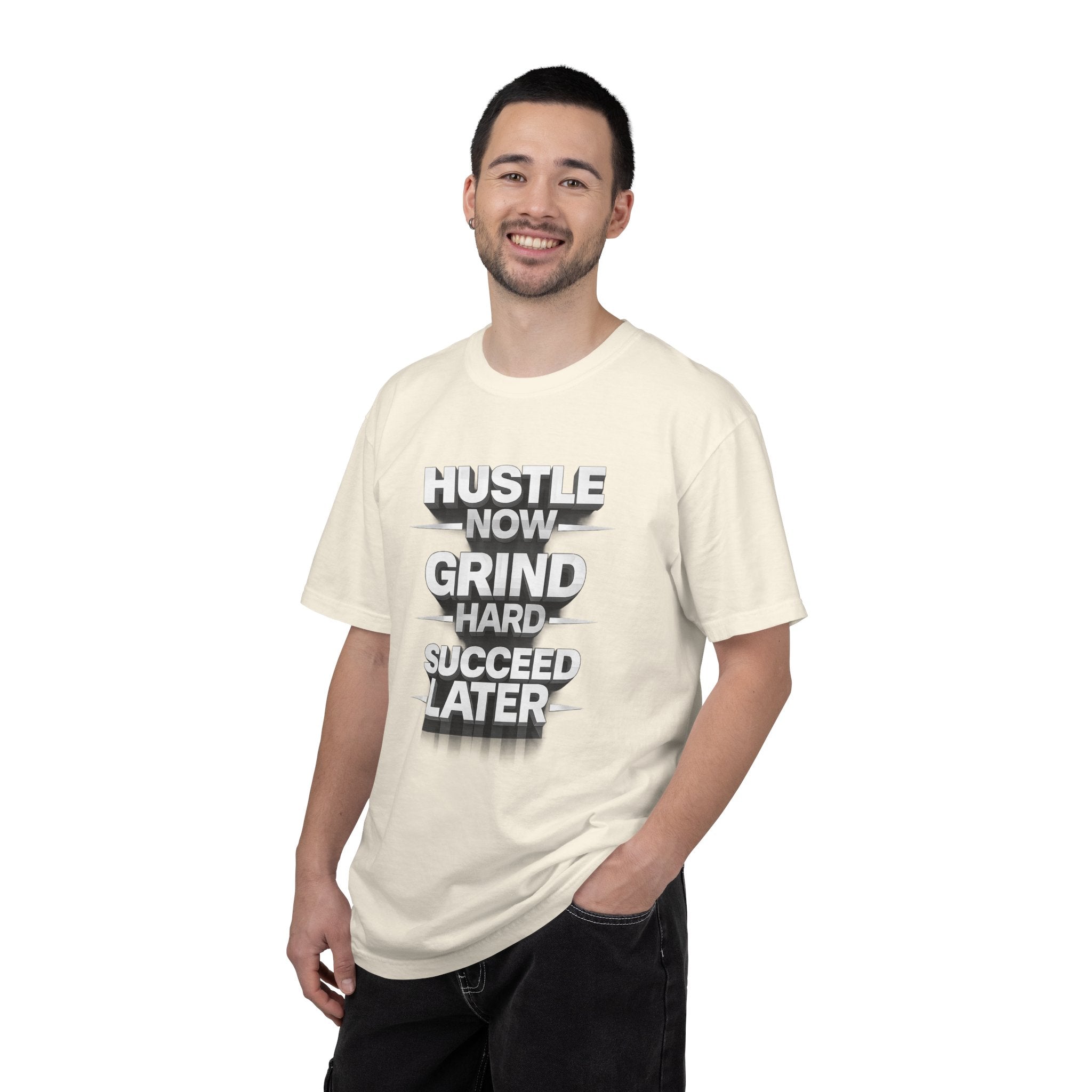 Motivational Hustle T‑Shirt — “Hustle Now, Grind Hard, Succeed Later”