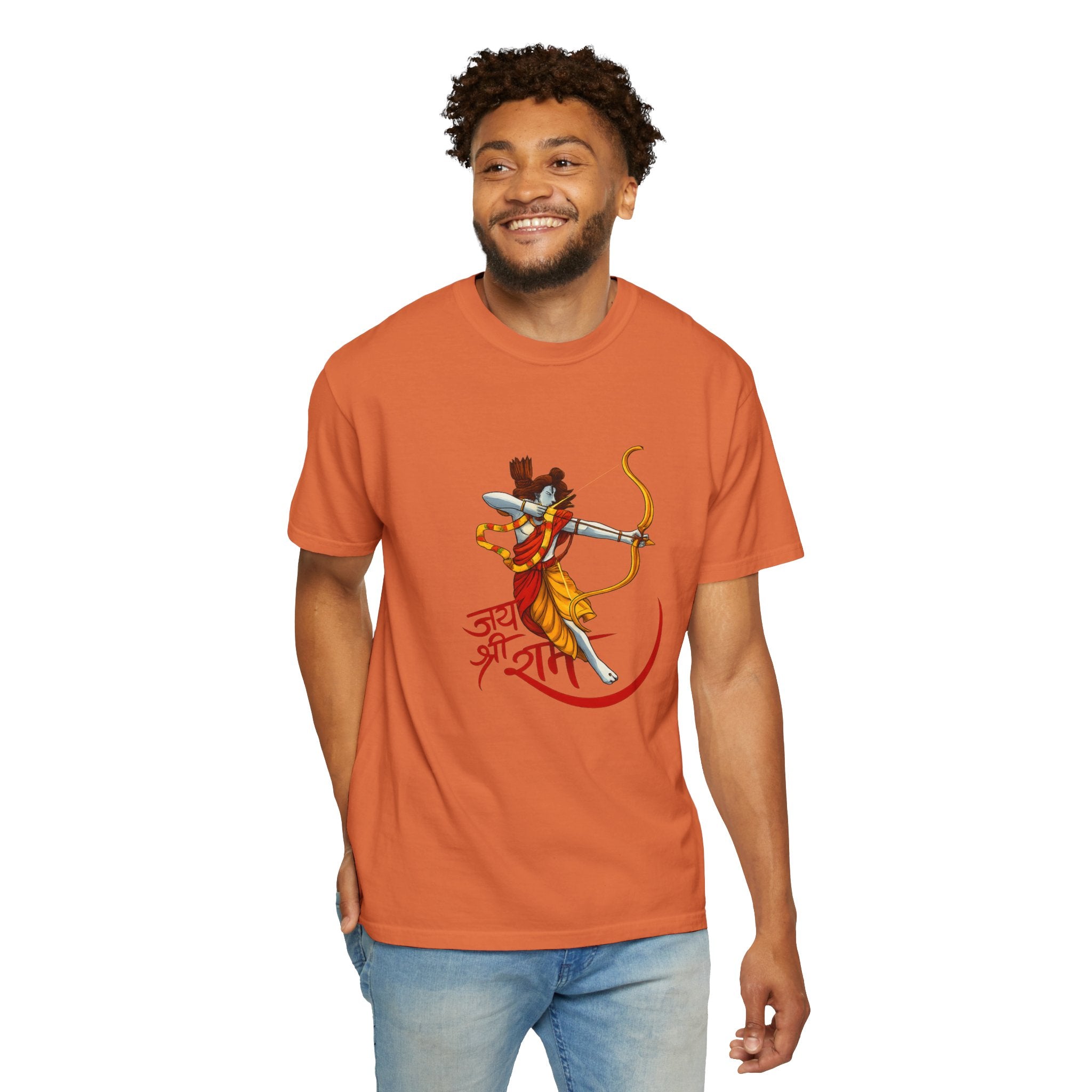 Ram Archer T-Shirt with ‘Jai Shri Ram’ Hindi Script — Hindu Festival & Devotional Tee