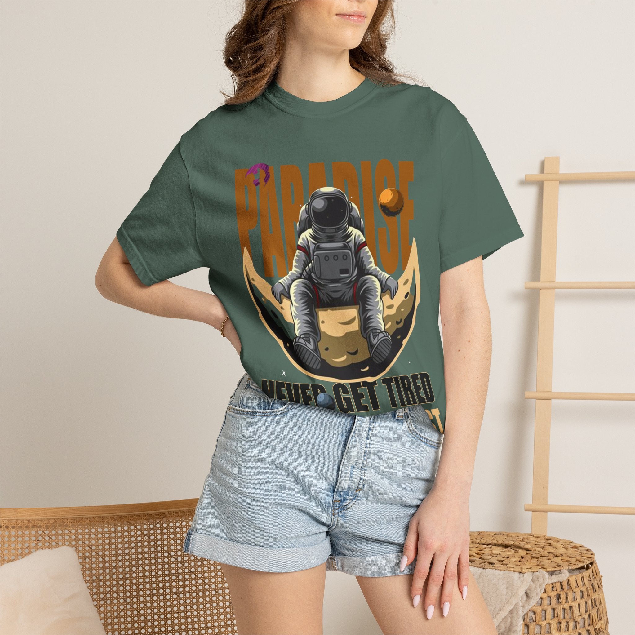 T-Shirt — 'Paradise: Never Get Tired of Getting Lost' Astronaut Graphic Tee