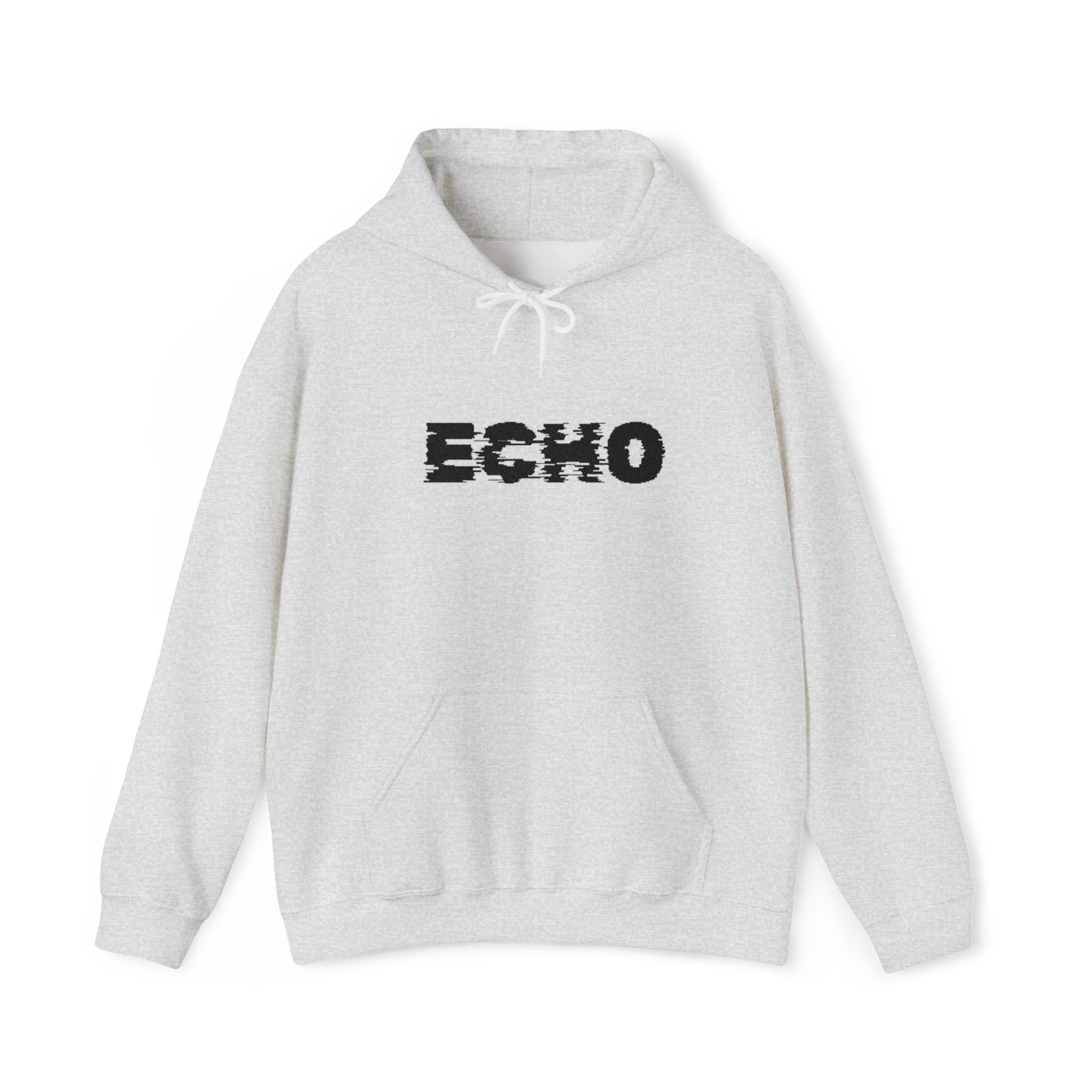 Echo Distressed Logo Hoodie — Retro Grunge Streetwear Pullover
