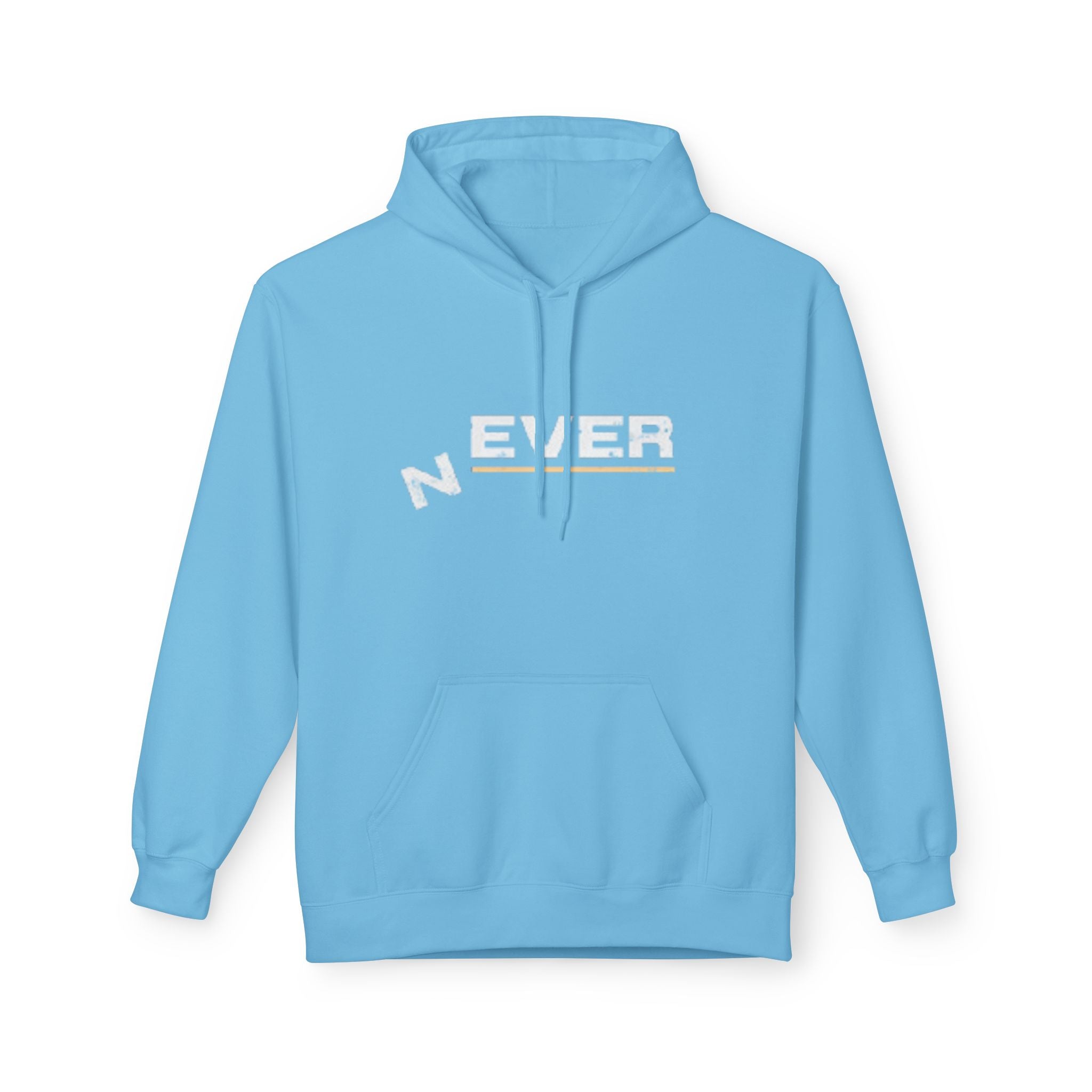 Never Typography Hoodie — Brown Casual Graphic Pullover