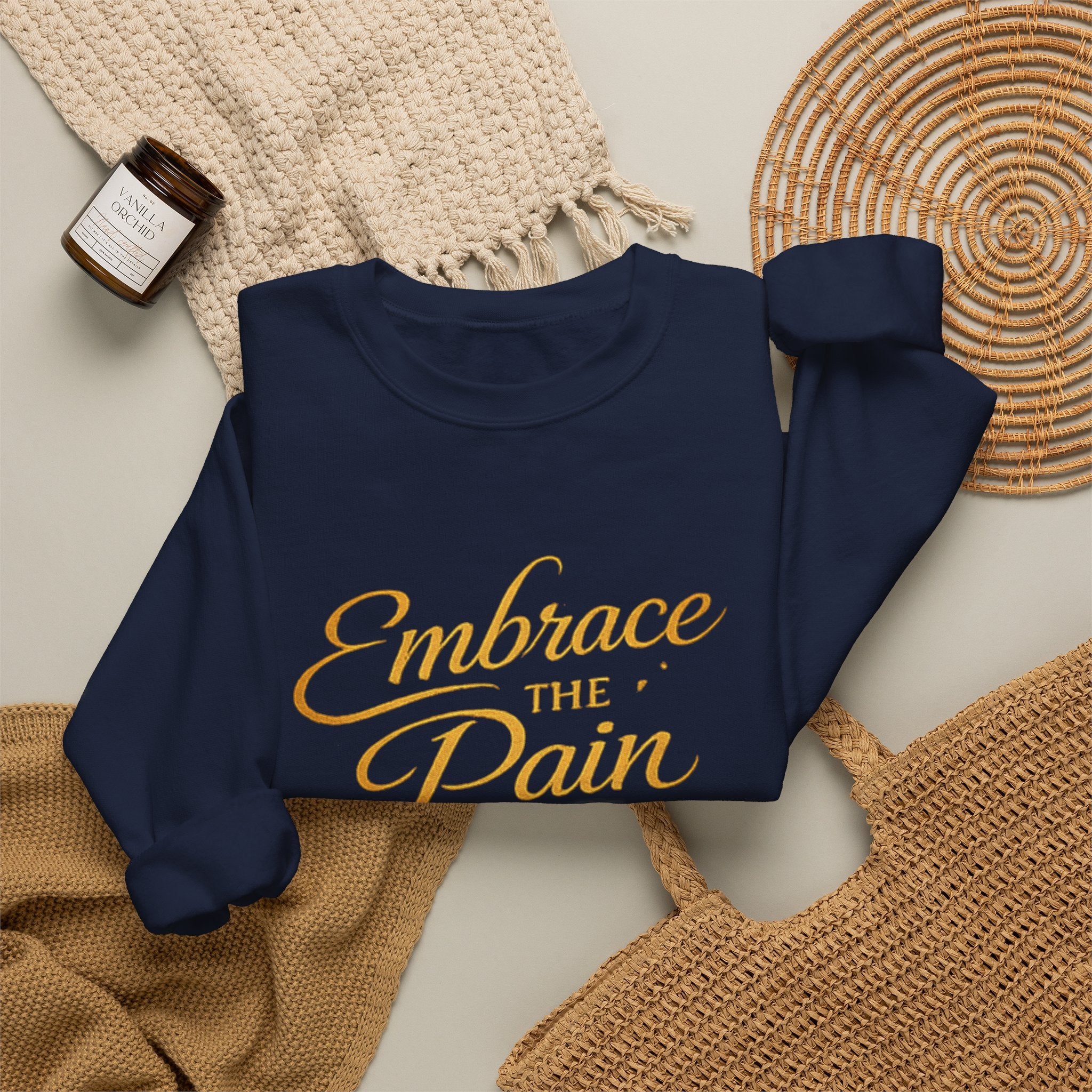 Embrace the Pain Crewneck Sweatshirt — Motivational Graphic Pullover