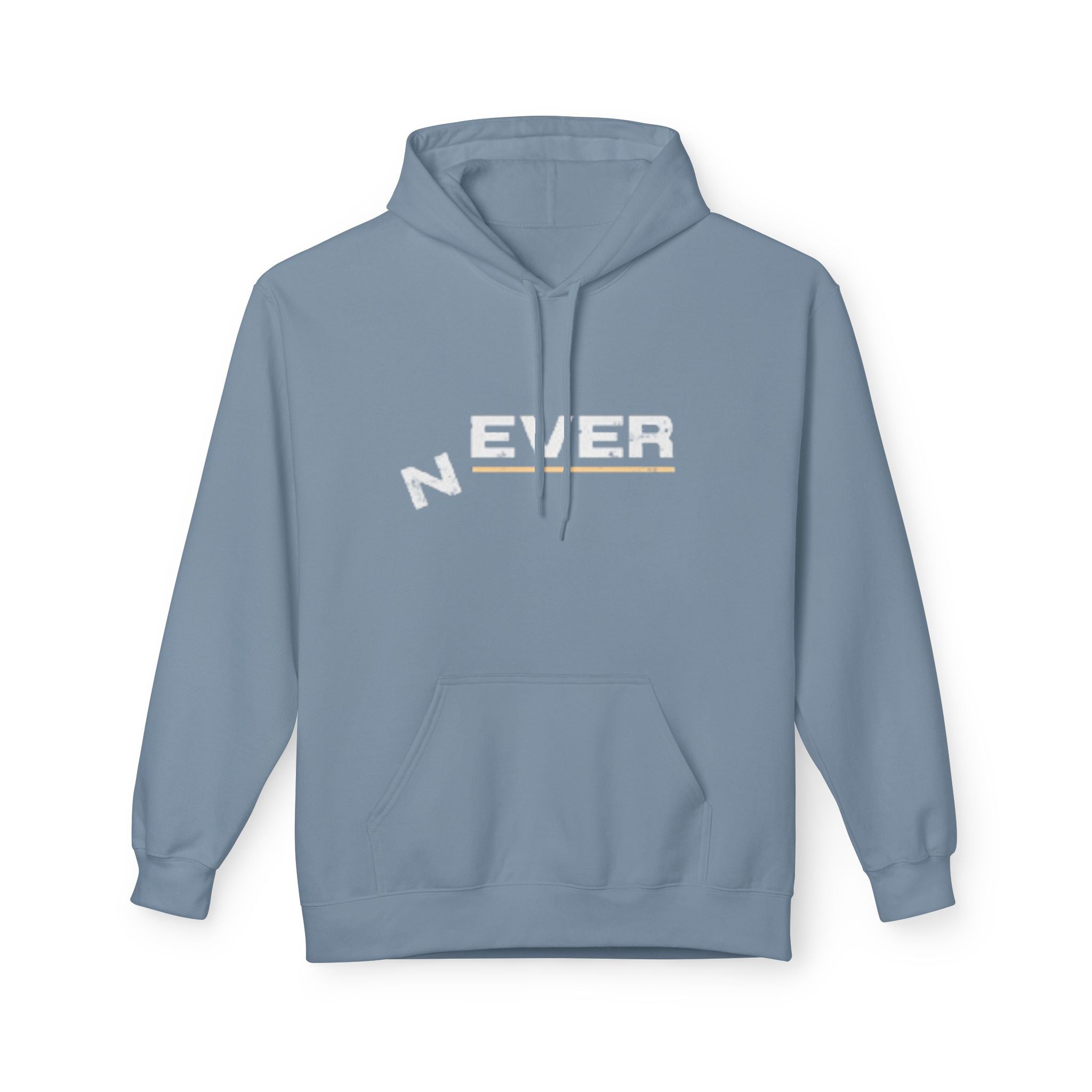 Never Typography Hoodie — Brown Casual Graphic Pullover