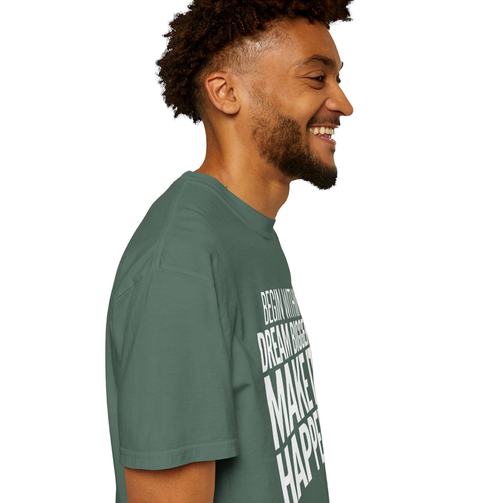 Motivational T-Shirt — “Begin Within. Dream Bigger. Make It Happen.” Inspirational Quote Tee