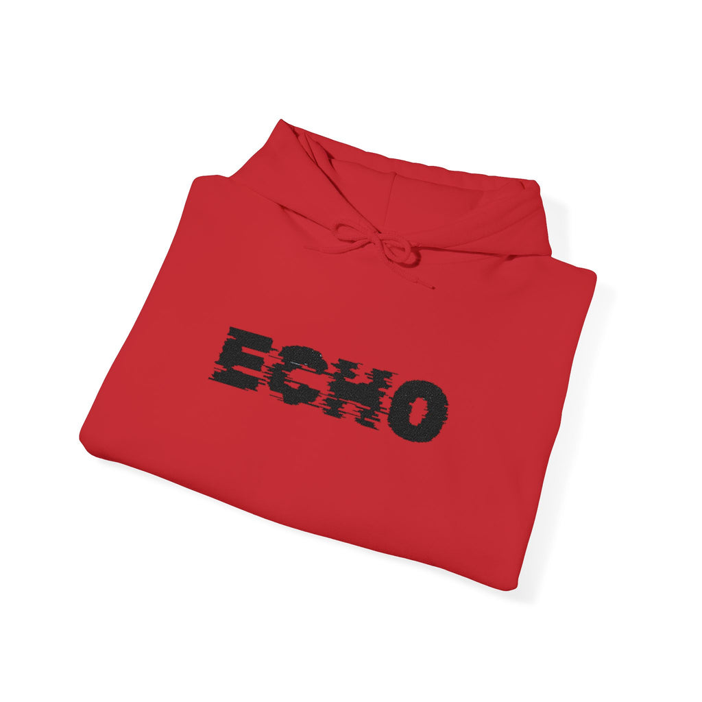 Echo Distressed Logo Hoodie — Retro Grunge Streetwear Pullover