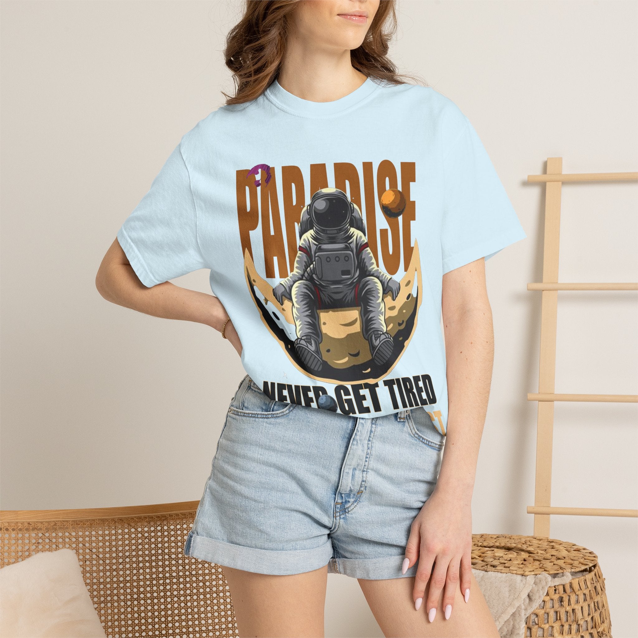 T-Shirt — 'Paradise: Never Get Tired of Getting Lost' Astronaut Graphic Tee