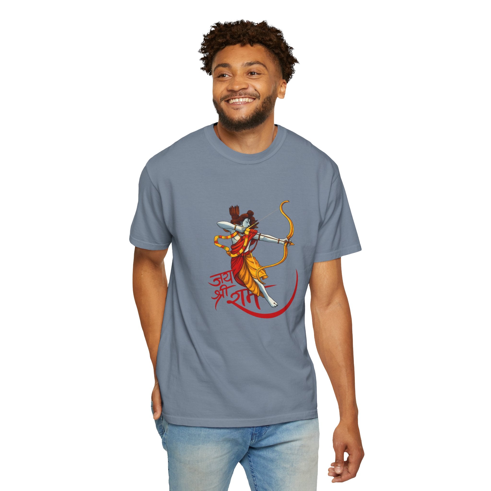 Ram Archer T-Shirt with ‘Jai Shri Ram’ Hindi Script — Hindu Festival & Devotional Tee