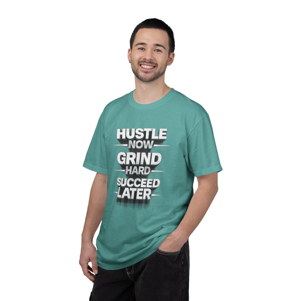 Motivational Hustle T‑Shirt — “Hustle Now, Grind Hard, Succeed Later”