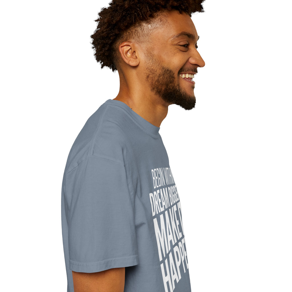 Motivational T-Shirt — “Begin Within. Dream Bigger. Make It Happen.” Inspirational Quote Tee