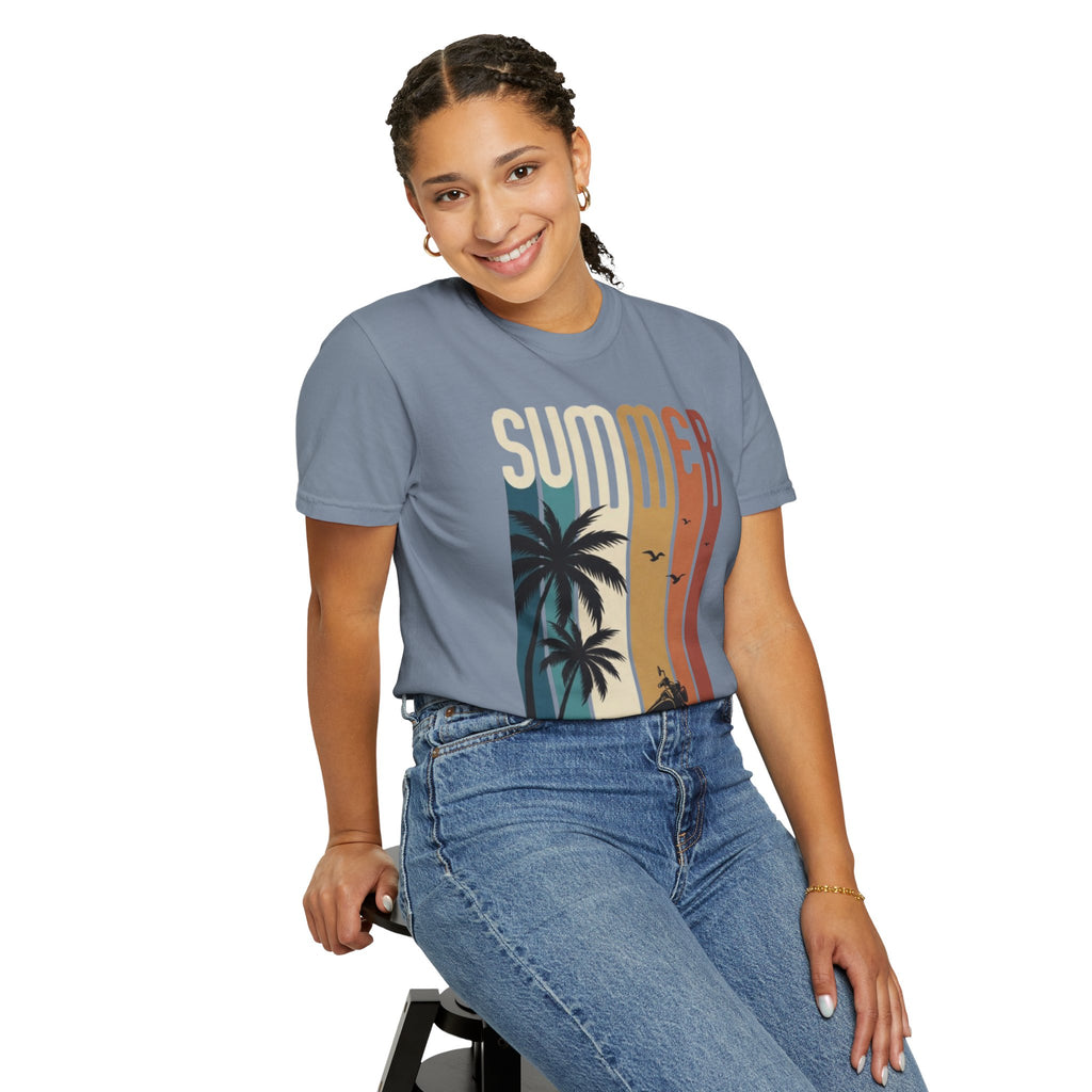 Summer Motorcycle Tee — Retro Palm Tree Beach Graphic T-Shirt