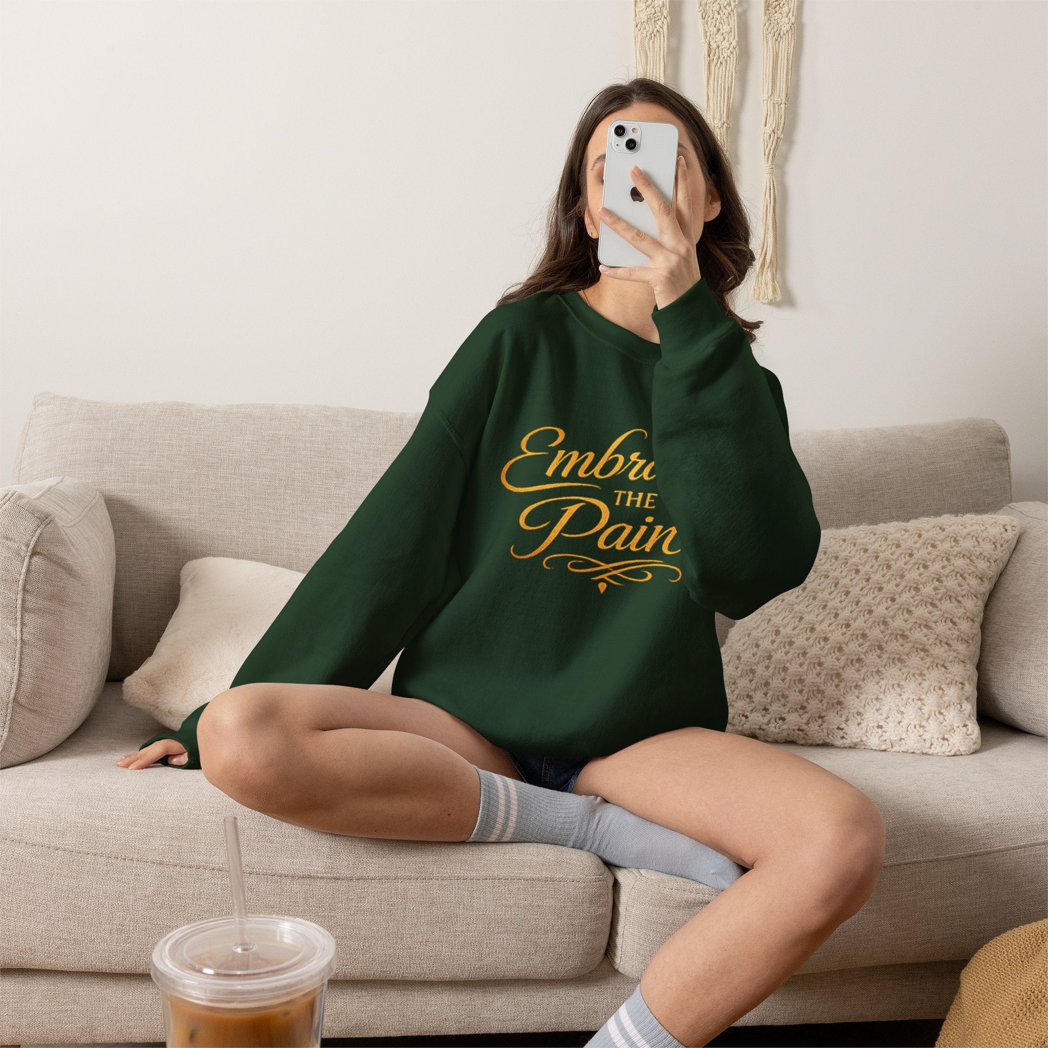 Embrace the Pain Crewneck Sweatshirt — Motivational Graphic Pullover