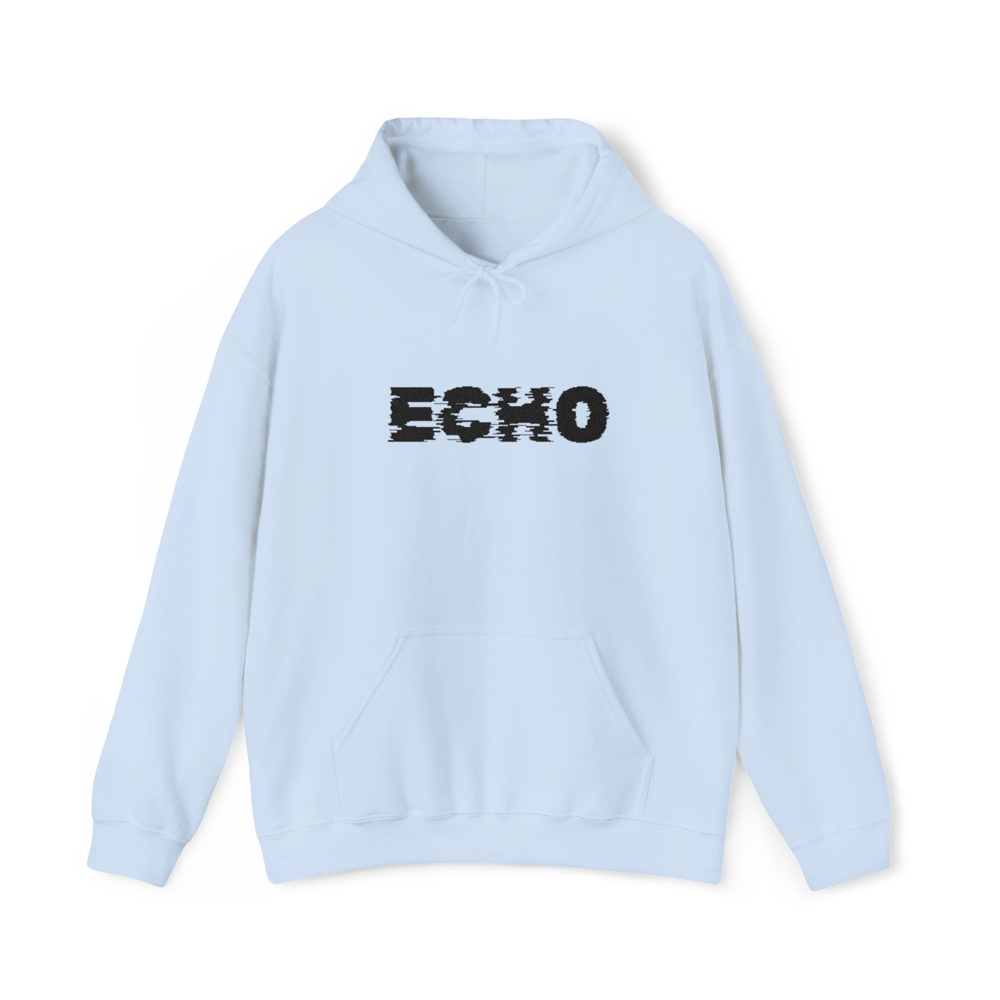 Echo Distressed Logo Hoodie — Retro Grunge Streetwear Pullover