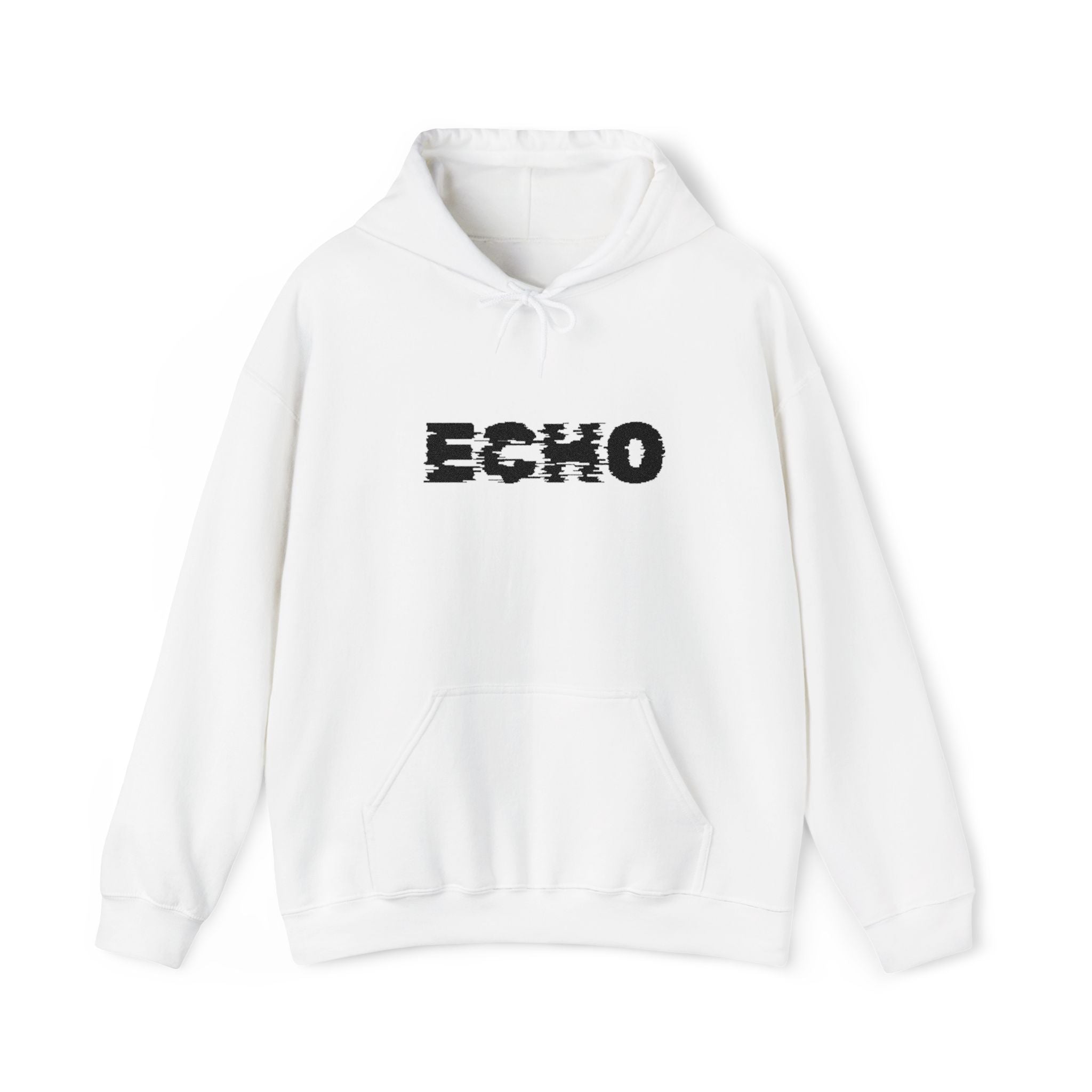Echo Distressed Logo Hoodie — Retro Grunge Streetwear Pullover