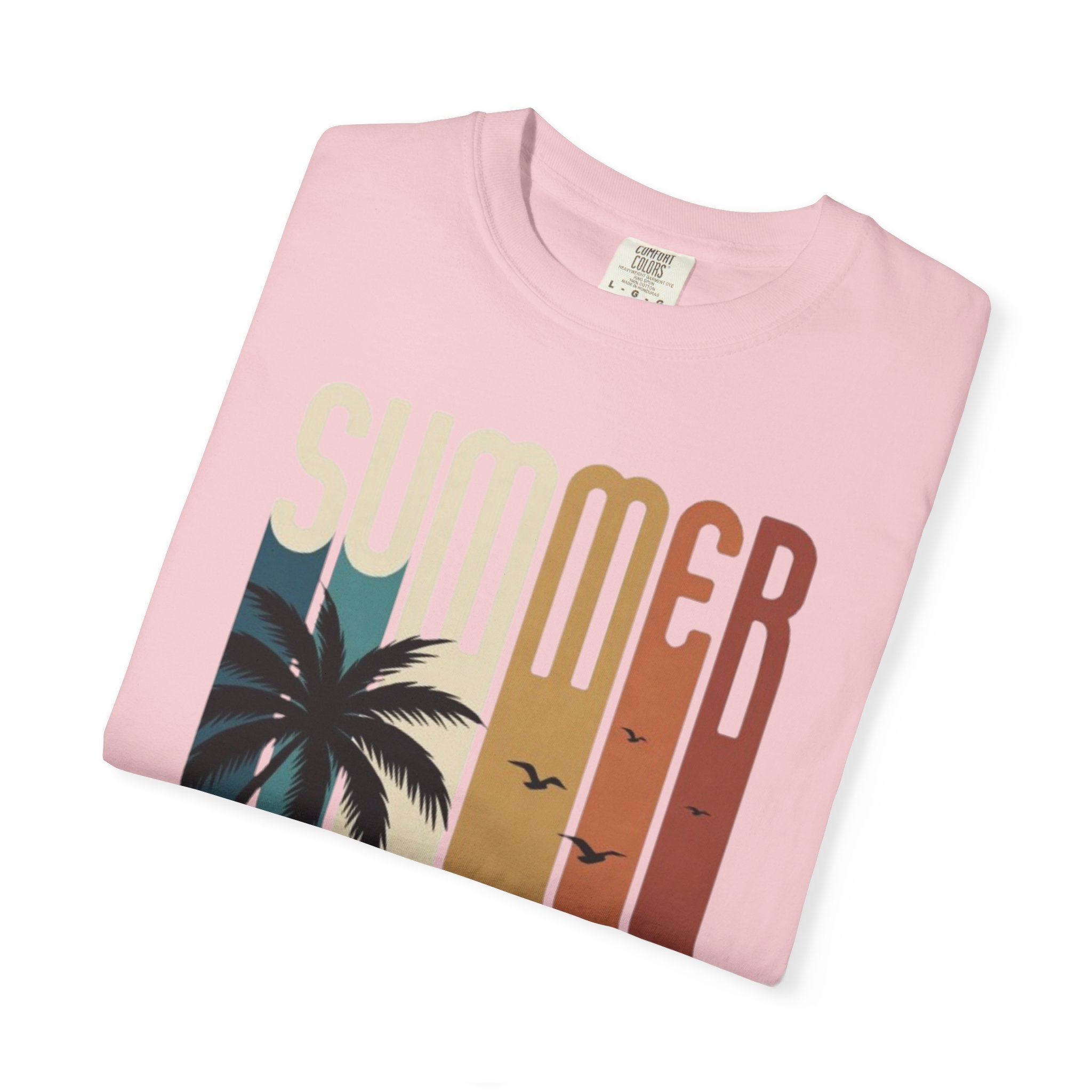 Summer Motorcycle Tee — Retro Palm Tree Beach Graphic T-Shirt