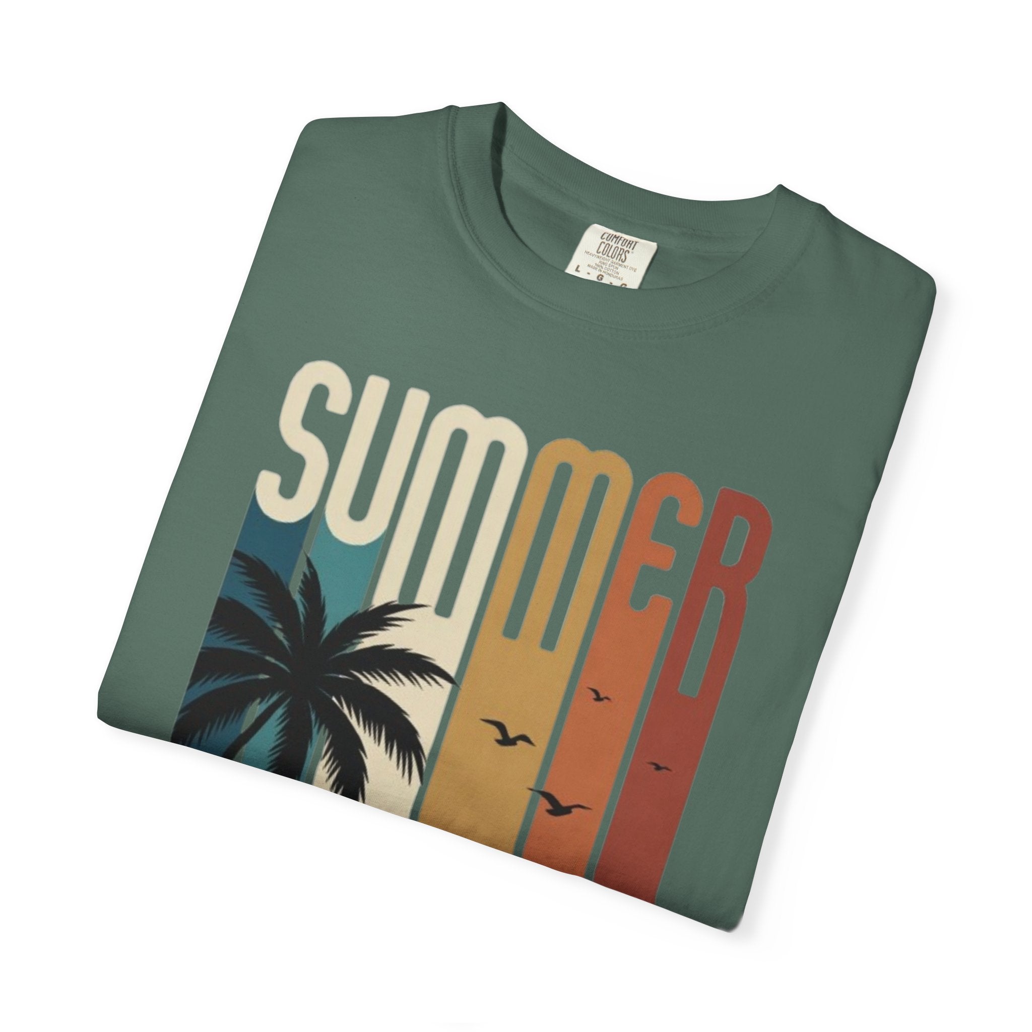 Summer Motorcycle Tee — Retro Palm Tree Beach Graphic T-Shirt
